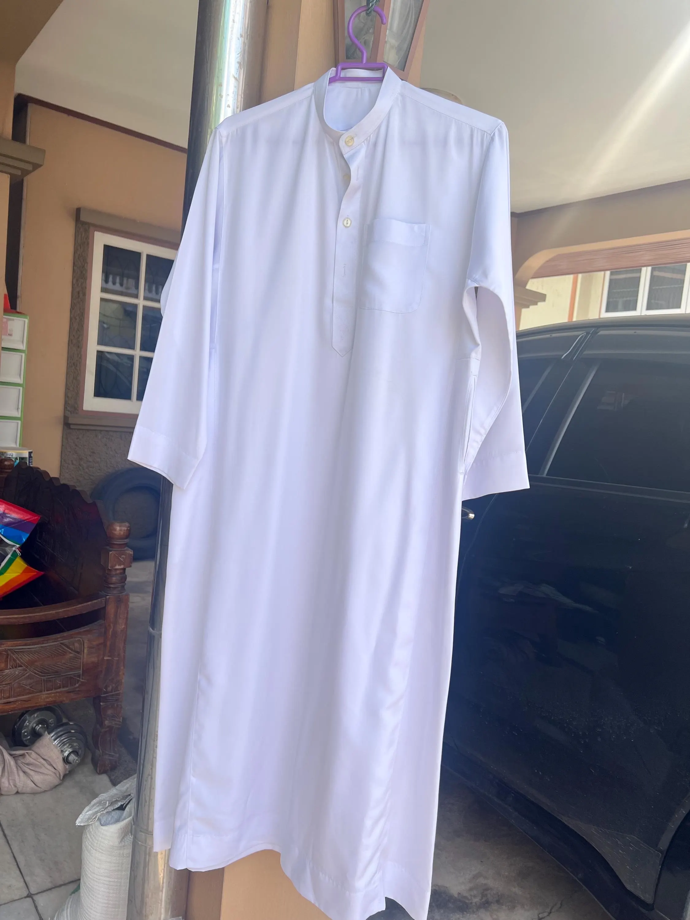 Vintage muslim Mens Kurta Shirt, Chest 48", Length 44", Long Sleeve Thobe, Modest Islamic Clothing, Soft Lightweight Comfortable Fabric T3 - image 4