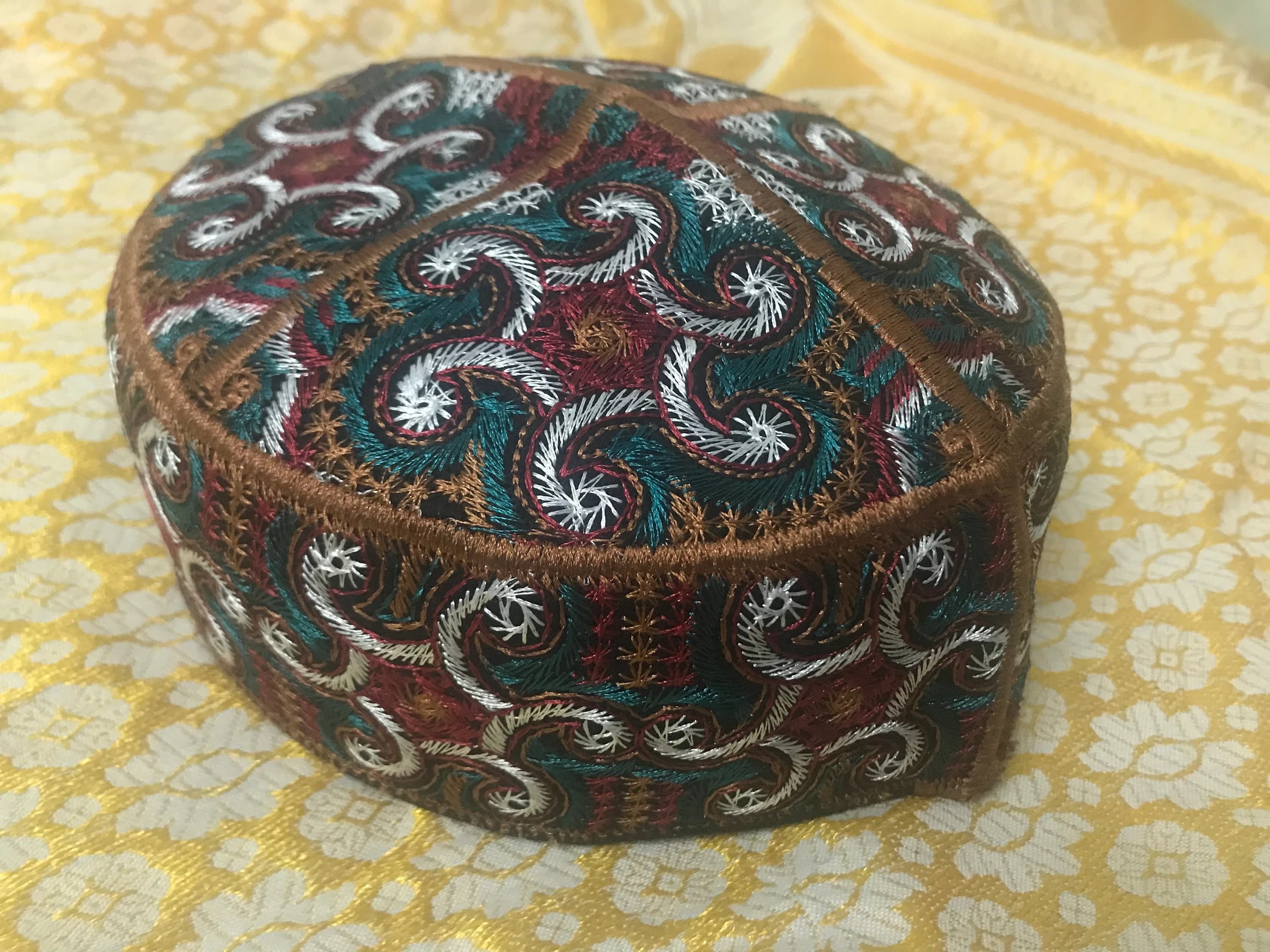 Size 58 F27 tribal vintage cap Islamic Men Hat Muslim salat Imam Hat Embrodery Beanie Kufi prayer ramadan Umrah Hajj Biker Boho Spiral - image 3