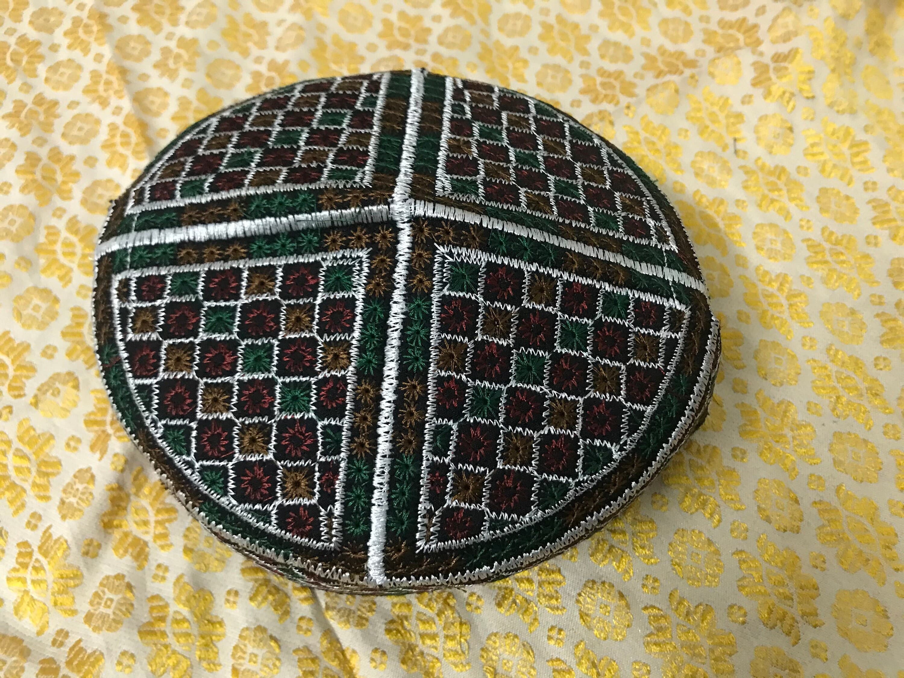 Size 58 F20 tribal vintage cap Islamic Men Hat Muslim salat Imam Hat Embrodery Beanie Kufi prayer ramadan Umrah Hajj Biker Boho Chris Nice - image 3