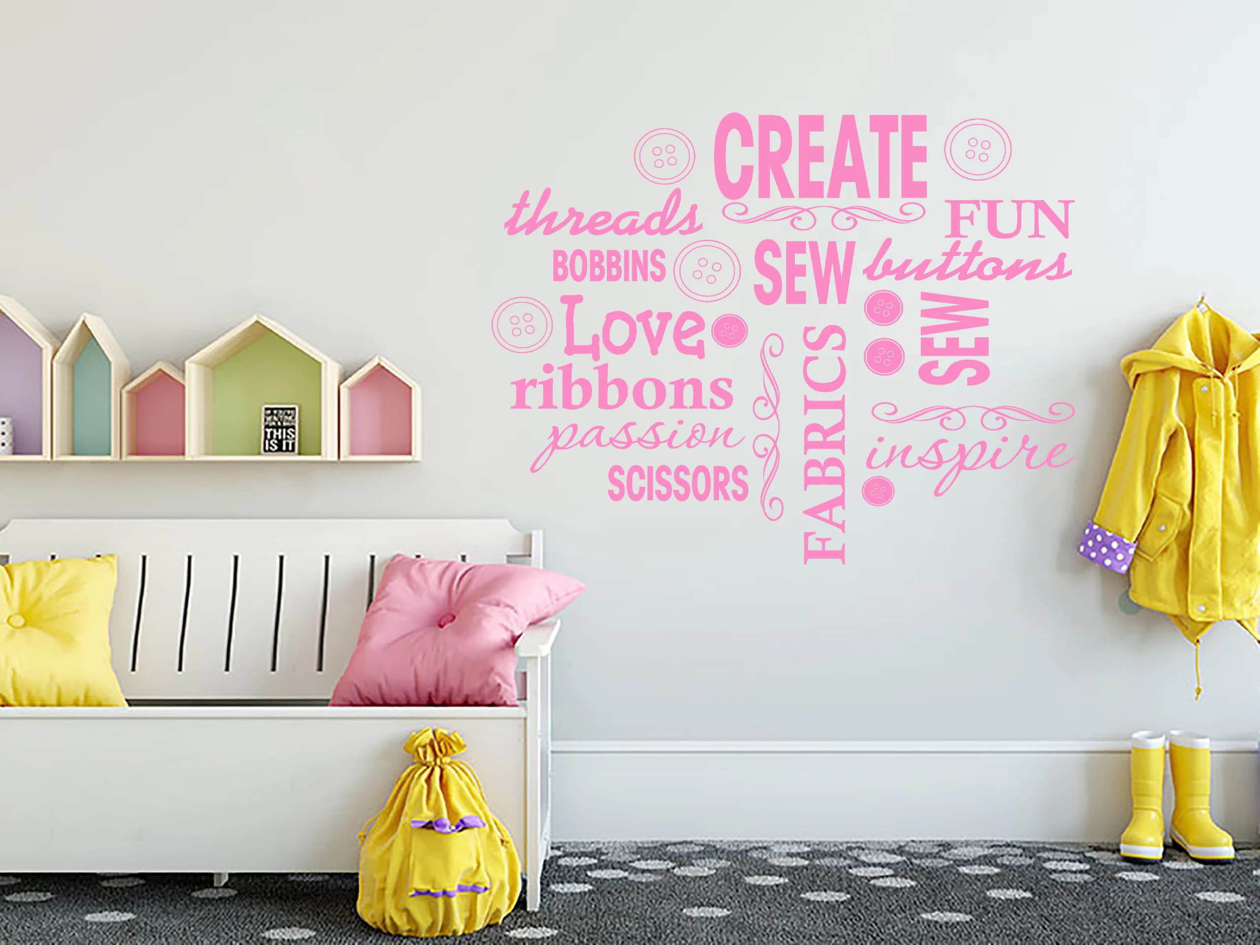Creative Sewing Word Cloud Hobby Wall Sticker Quote Decal Transfer Vinyl Decor - image 5