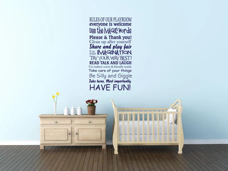 Playroom Rules Wall Decal: Modern Vinyl Wall Art Sticker - image 4