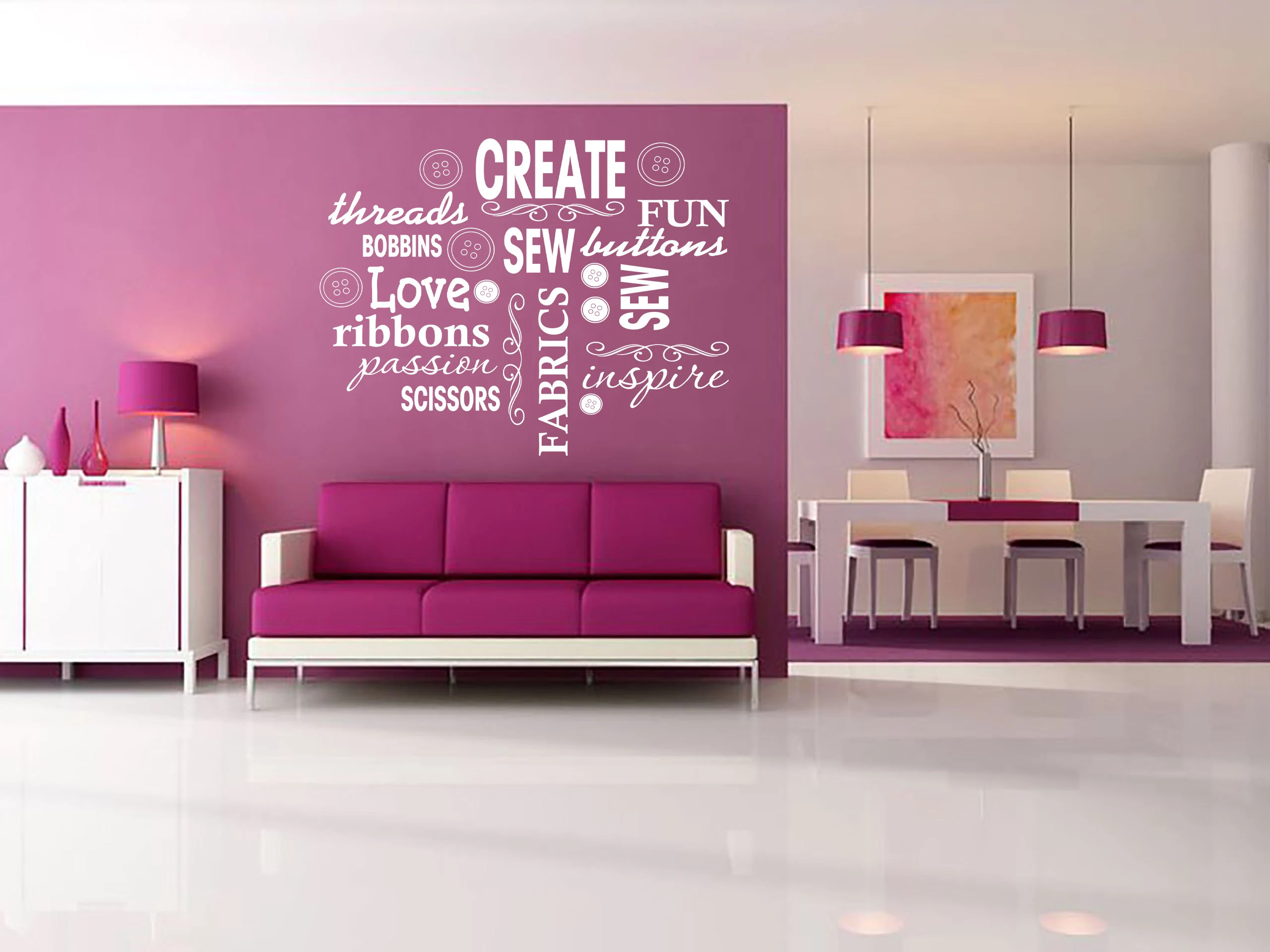 Creative Sewing Word Cloud Hobby Wall Sticker Quote Decal Transfer Vinyl Decor - image 3