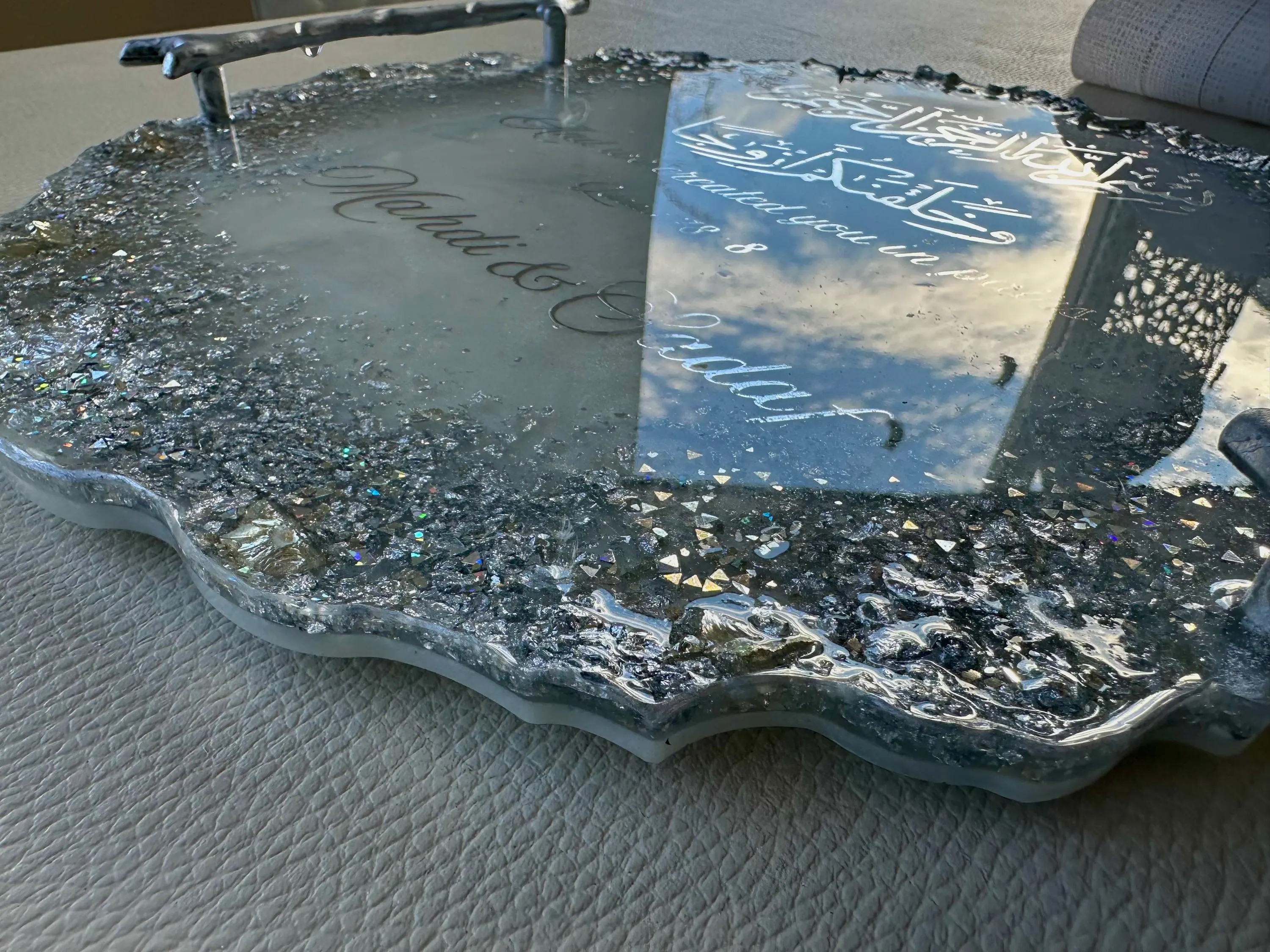 Silver Wedding Tray|Nikkah Tray|Engagement Tray|Silver Wedding Decor|Silver Platter|Resin Tray with Handles|Personalized Gift|Silver Tray - image 5