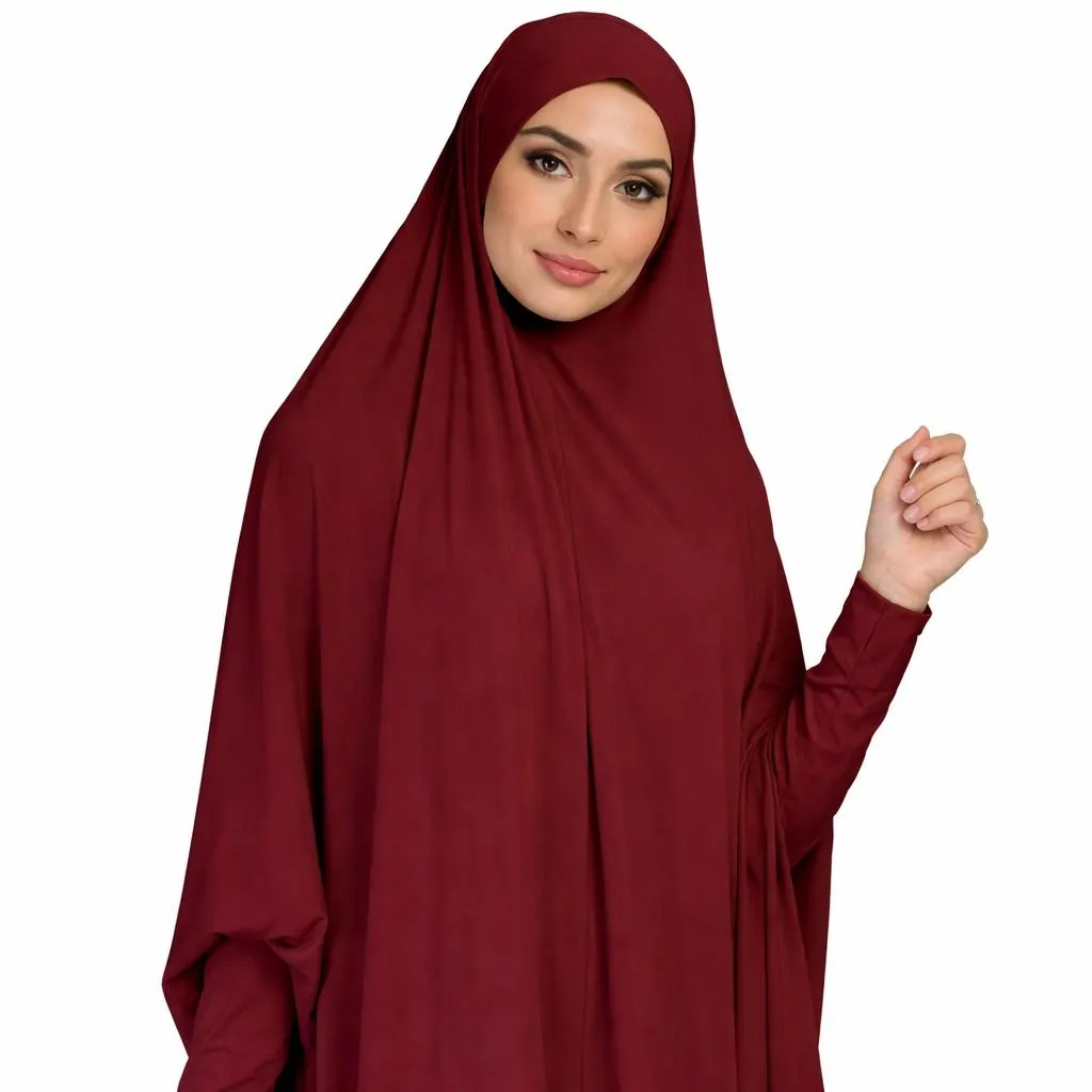 Women's Khimar Hijab Modest Muslim Cover Instant Elastane Elbow Length Easy Pull-on Islamic Headscarf NO SLEEVES