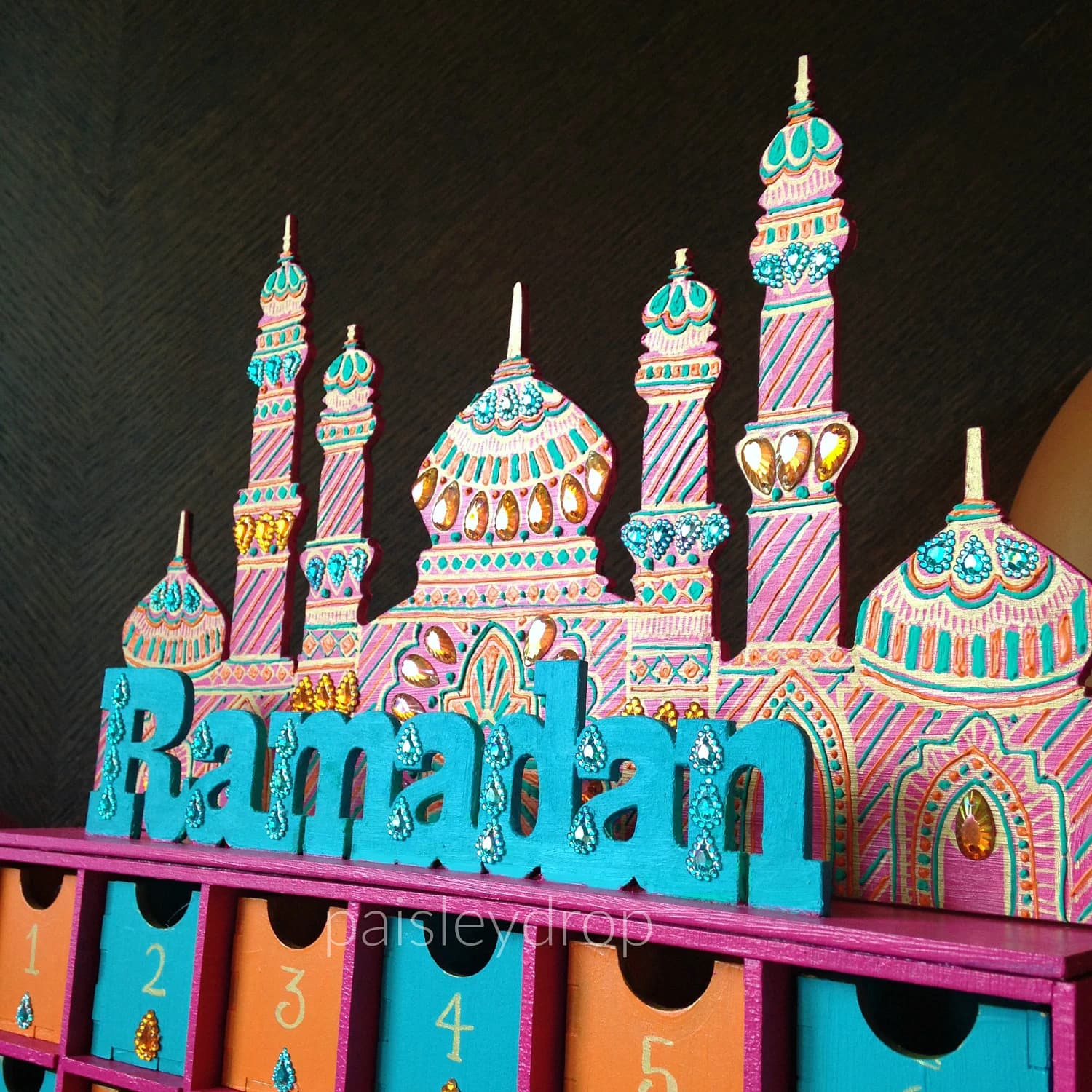 Sunset Ramadan Countdown Advent Calendar | Pink Teal Orange Muslim Kids Eid Ramadhan Gift - image 4