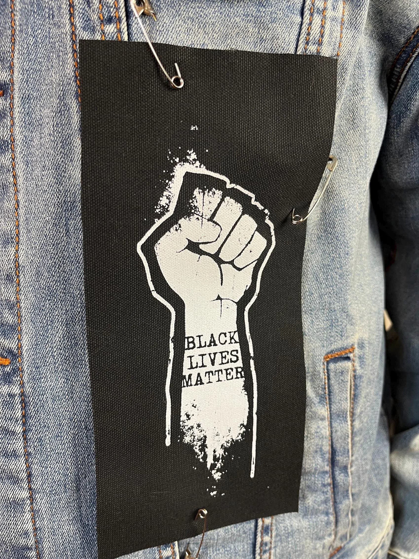 Black Lives Matter Fist Patch, Punk Stencil Street Art, Protest Jacket Vest Badge - image 3