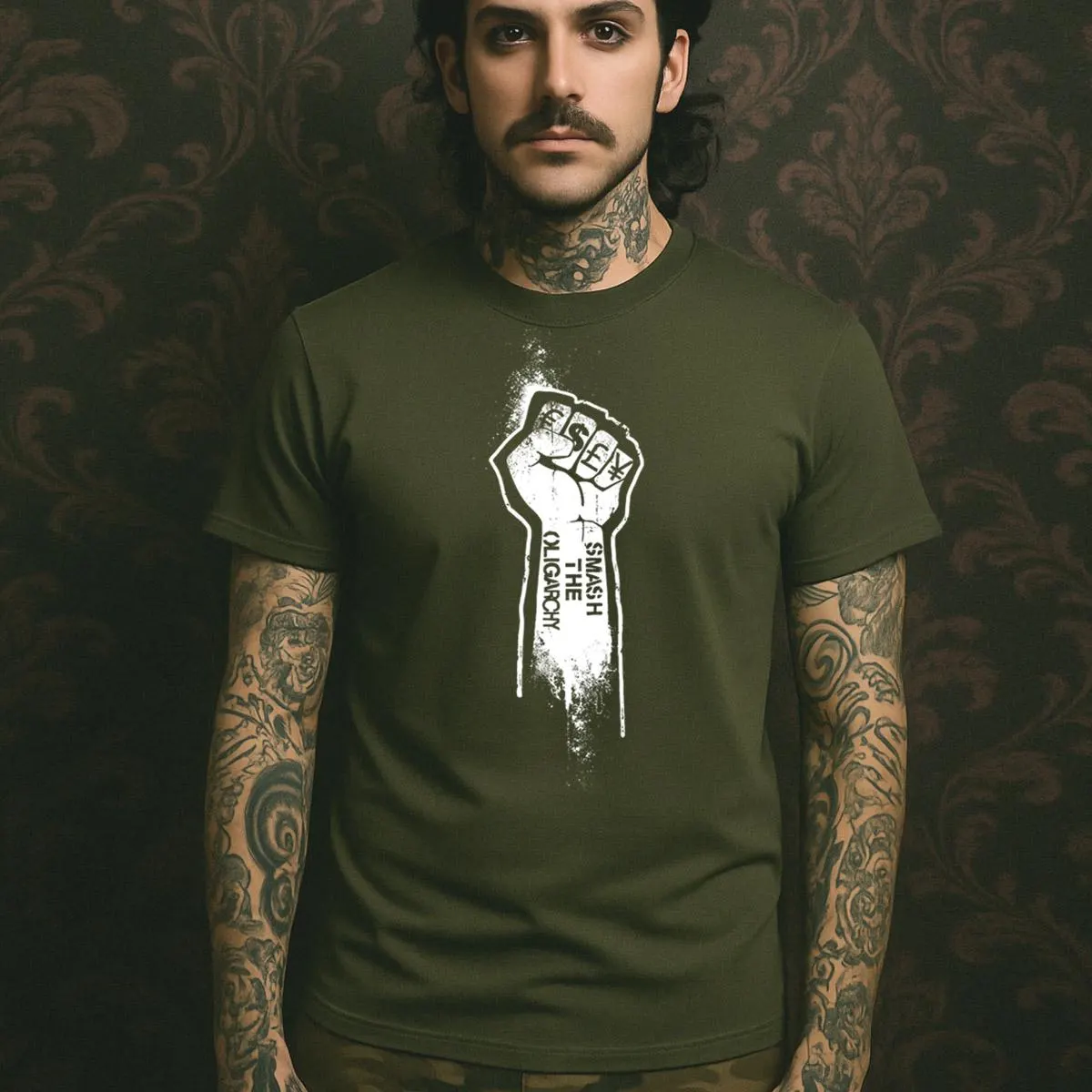 Smash the Oligarchy T-Shirt – Activist Fist Graphic Tee, Punk Stencil Style Protest Shirt, Anti-Establishment Streetwear - image 4