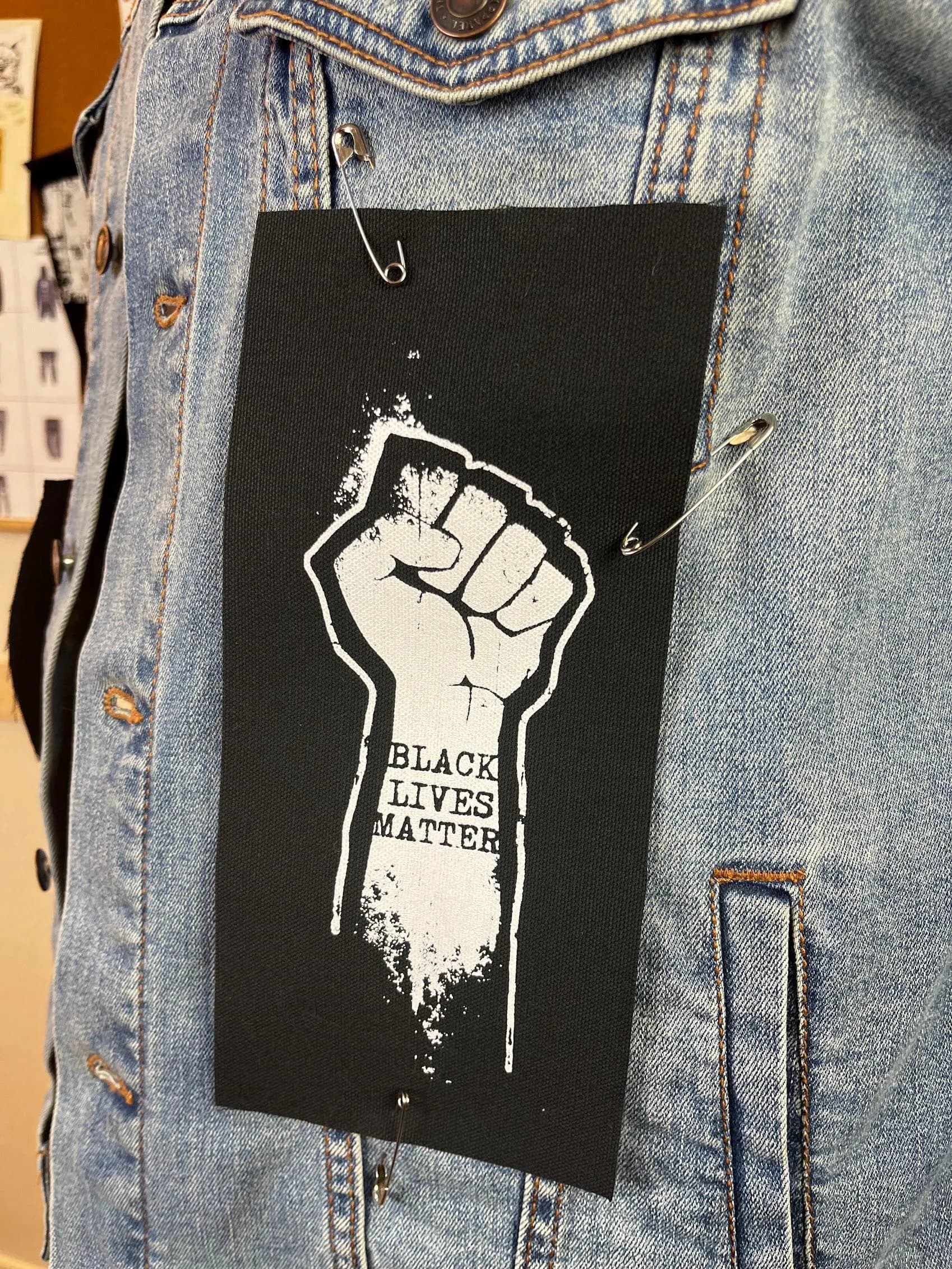 Black Lives Matter Fist Patch, Punk Stencil Street Art, Protest Jacket Vest Badge - image 5