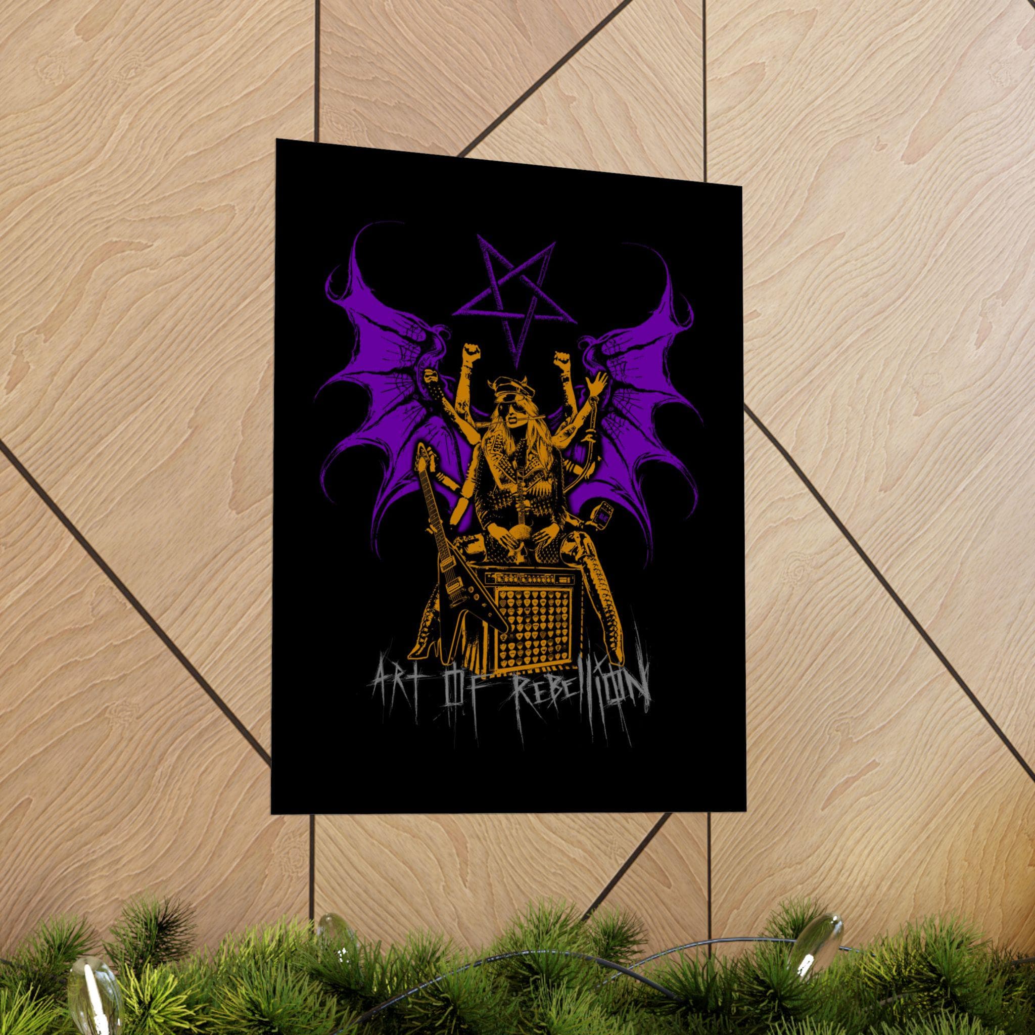 Demonic Musician Poster | Matte Vertical Poster, Purple Wings Pentagram - image 5