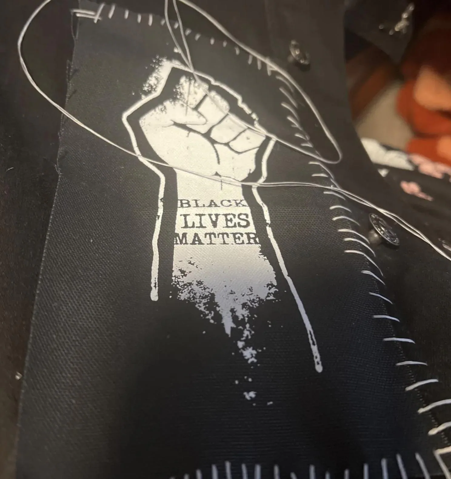 Black Lives Matter Fist Patch, Punk Stencil Street Art, Protest Jacket Vest Badge - image 4