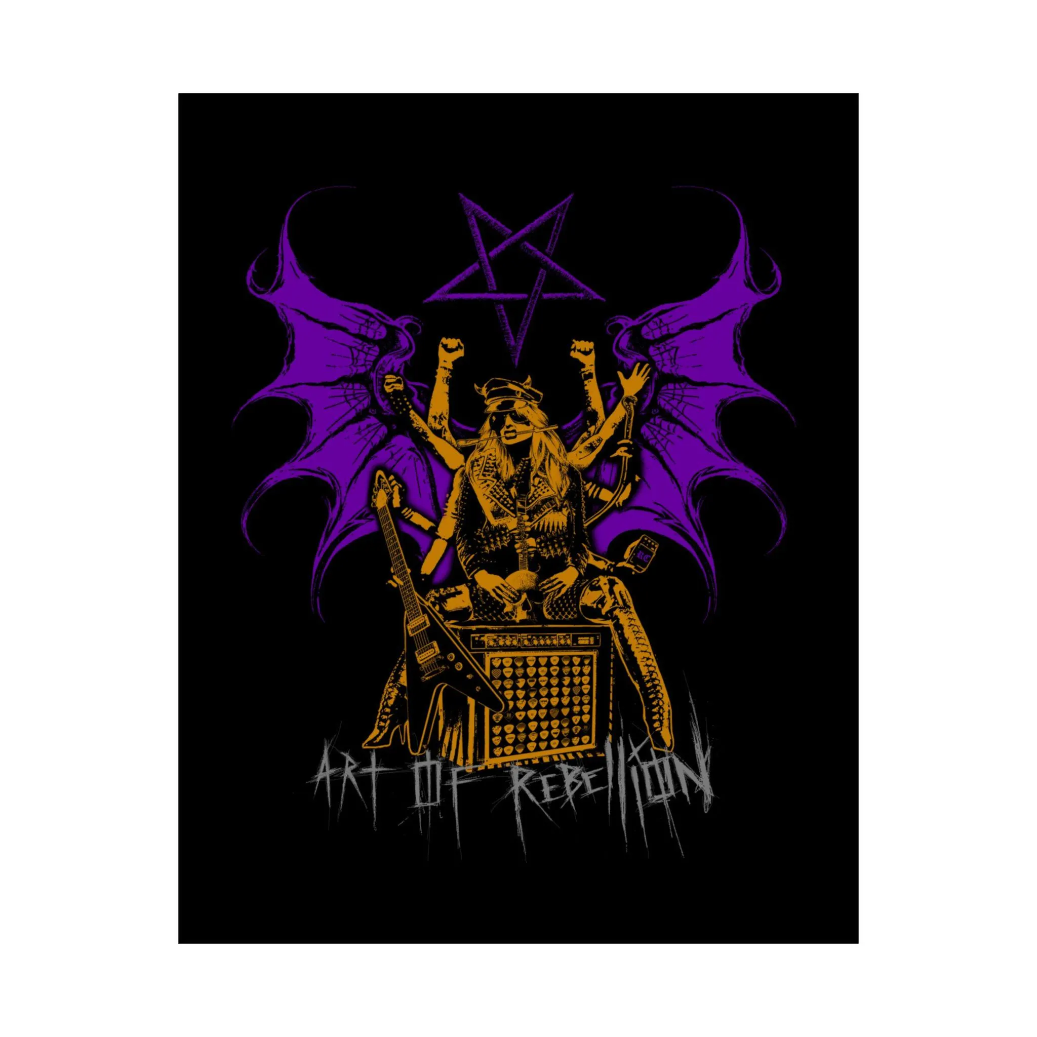 Demonic Musician Poster | Matte Vertical Poster, Purple Wings Pentagram - image 4