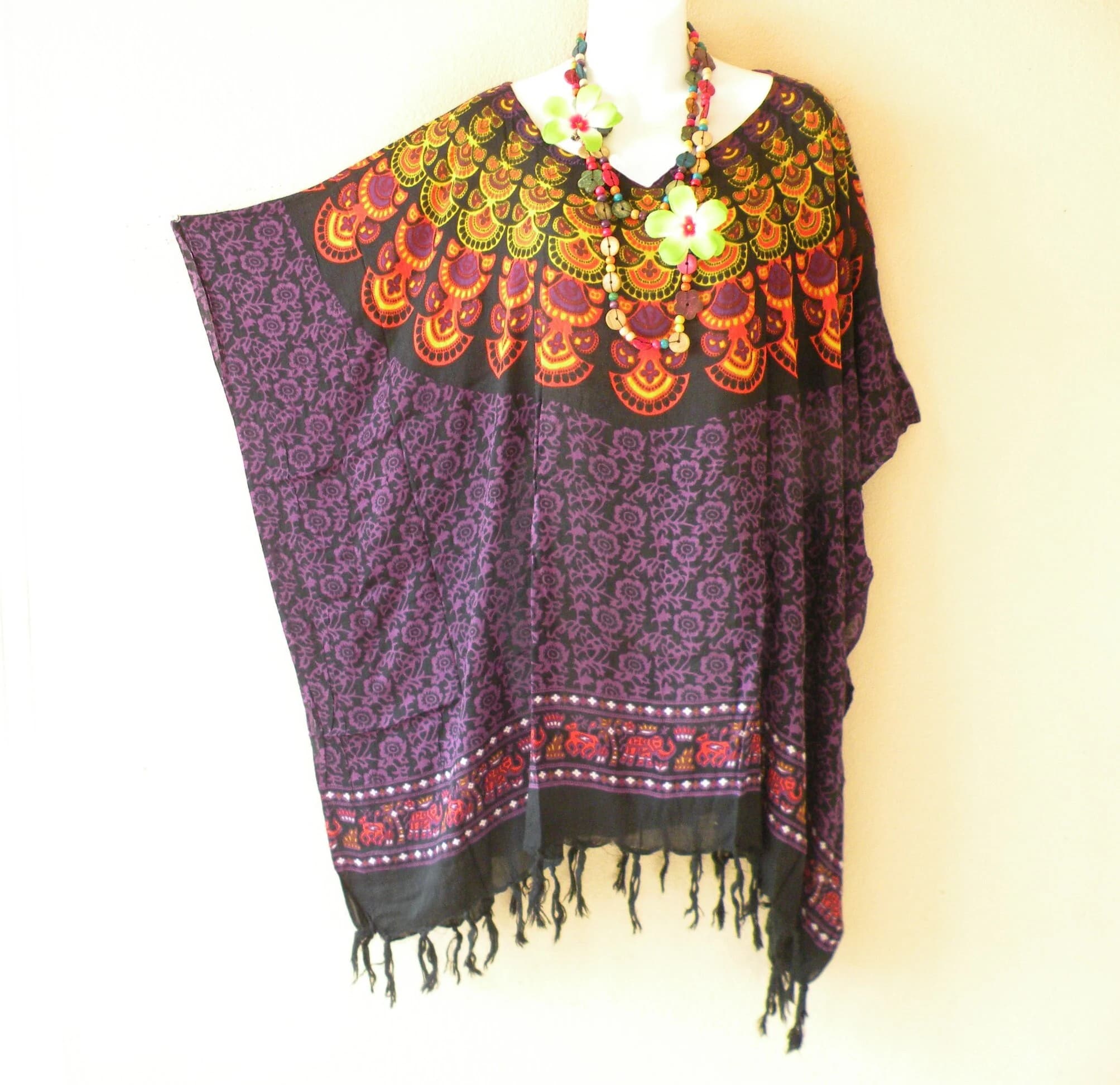 KG18 Paisley Batik Plus Size Kimono Kaftan Caftan Women Batwing Tunic Poncho Blouse Top - S, M, L, XL, 1X, 2X, 3X, 4X & 5X - image 3
