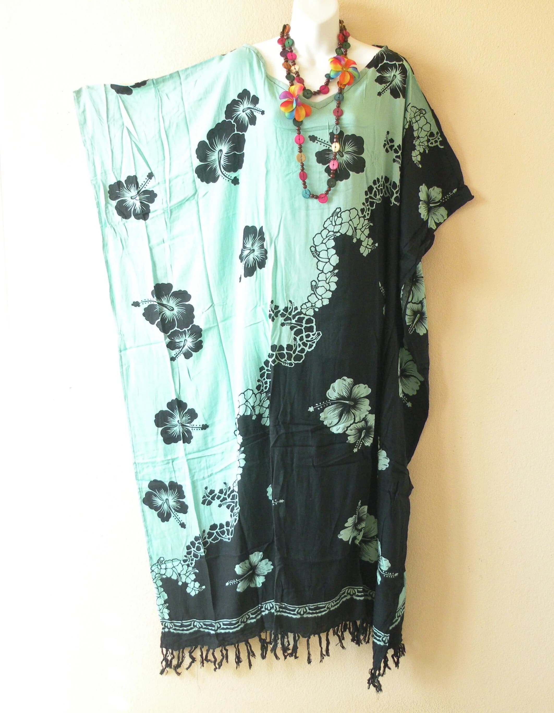 KG68 Floral Hibiscus Tropical Batik Plus Size Dolman Batwing Caftan Kaftan Tunic Hippy Maxi Long Dress - S, M, L, XL, 1X, 2X, 3X, 4X, 5X - image 5