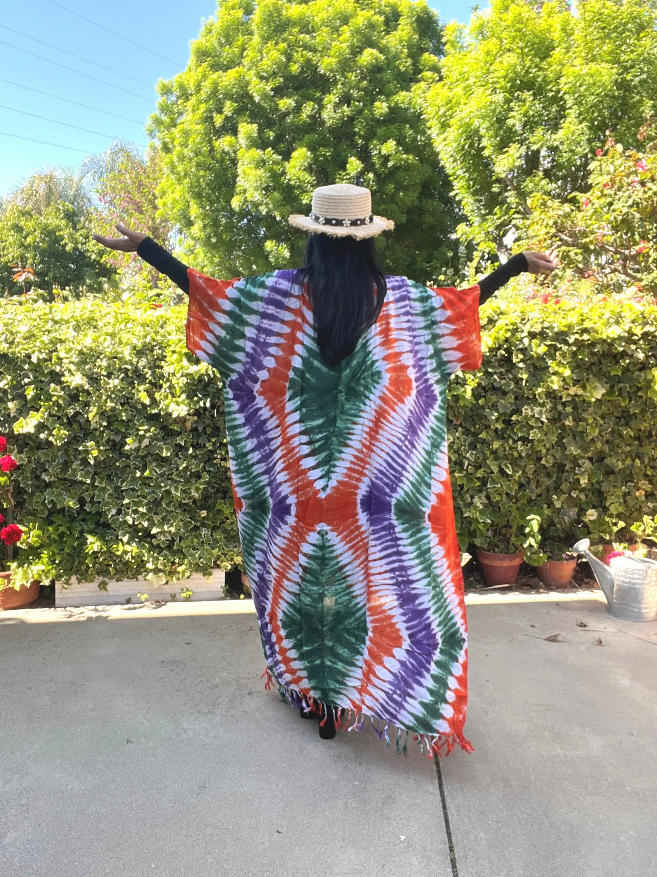 CG20 Tie Dye Plus Size Maxi Kimono Caftan Kaftan Sleeves Cardigan Duster Jacket Womens Cover up - S, M, L, XL, 1X, 2X, 3X, 4X & 5X - image 3