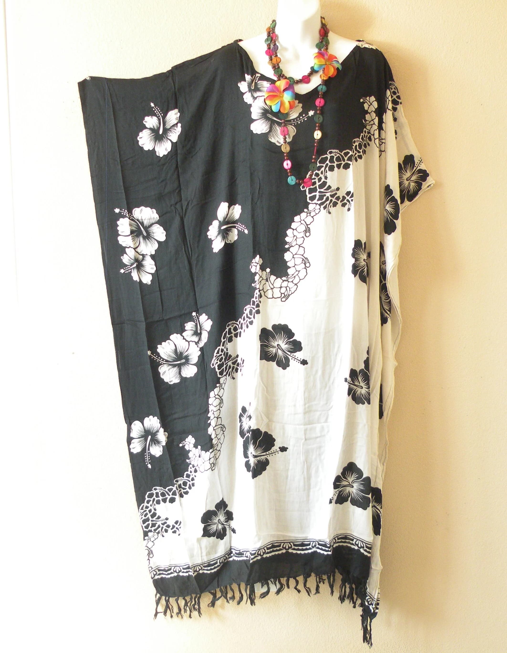 KG68 Floral Hibiscus Tropical Batik Plus Size Dolman Batwing Caftan Kaftan Tunic Hippy Maxi Long Dress - S, M, L, XL, 1X, 2X, 3X, 4X, 5X - image 4