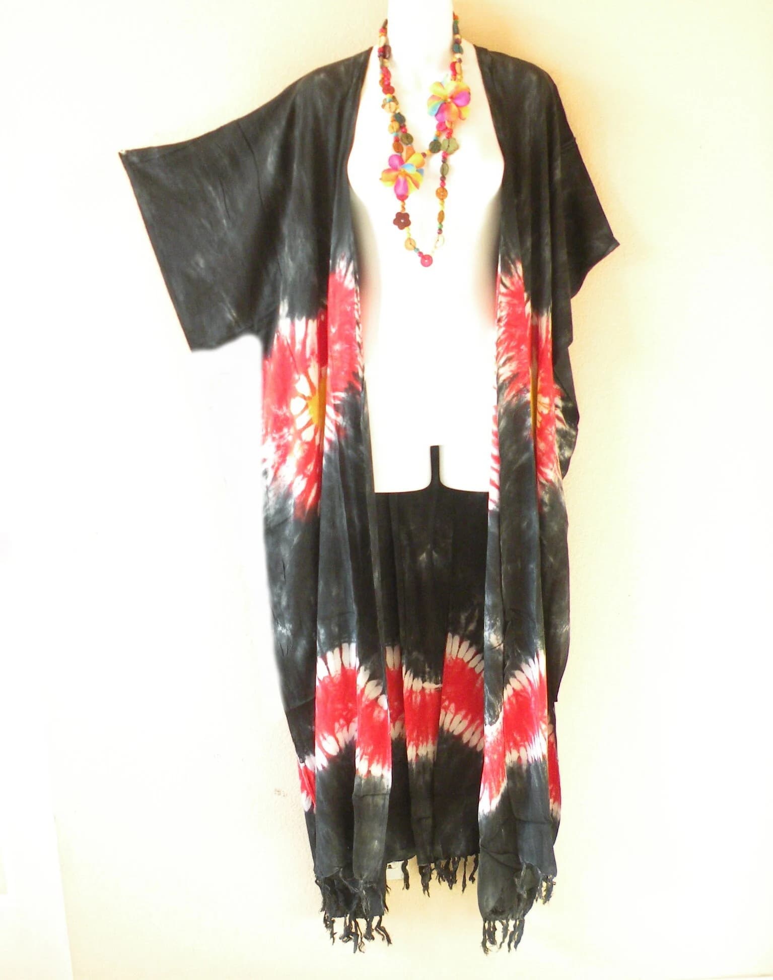 CG20 Tie Dye Plus Size Maxi Kimono Caftan Kaftan Sleeves Cardigan Duster Jacket Womens Cover up - S, M, L, XL, 1X, 2X, 3X, 4X & 5X - image 5