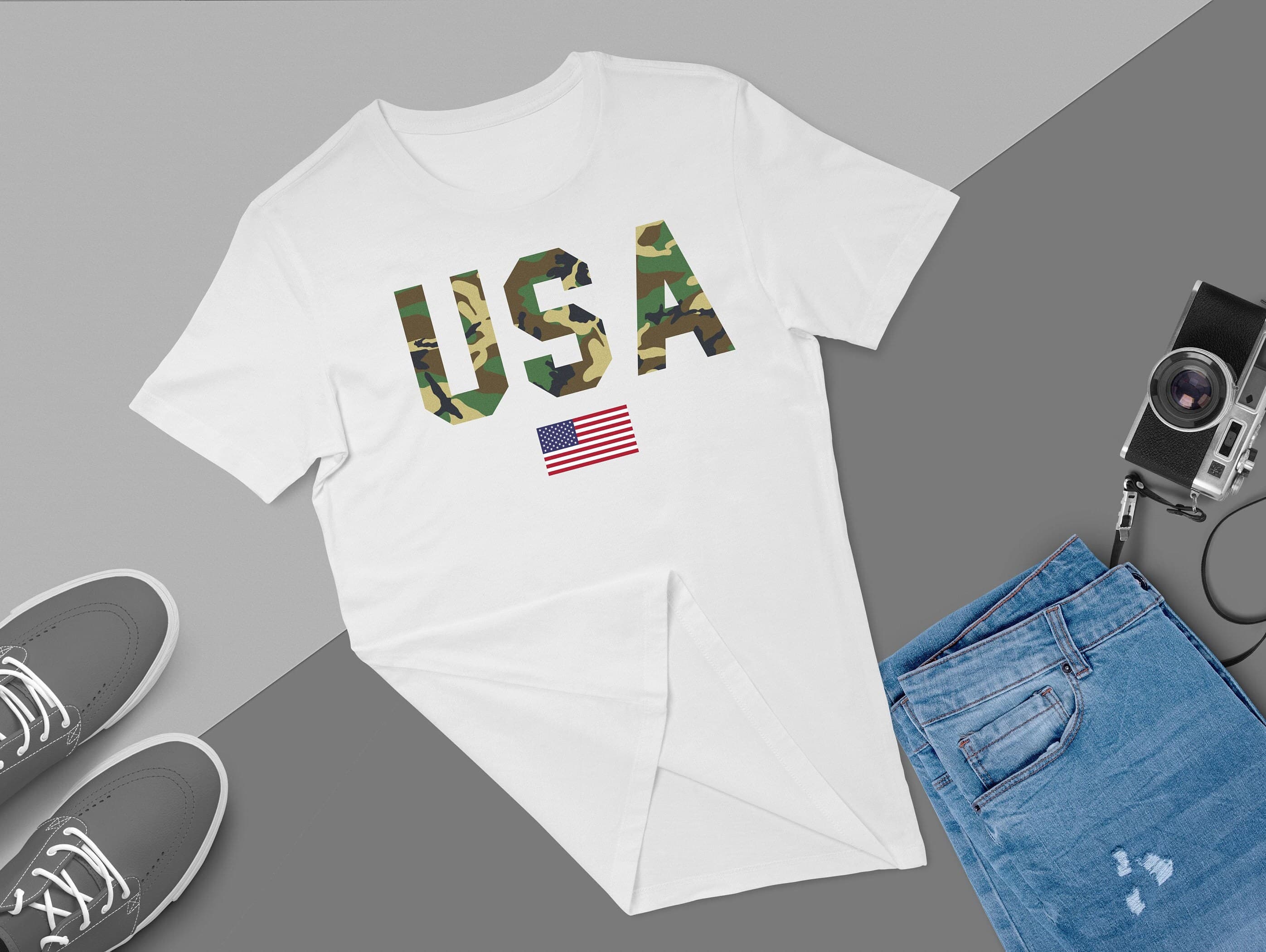 USA Camouflage T-shirt: Patriotic American Flag Tee