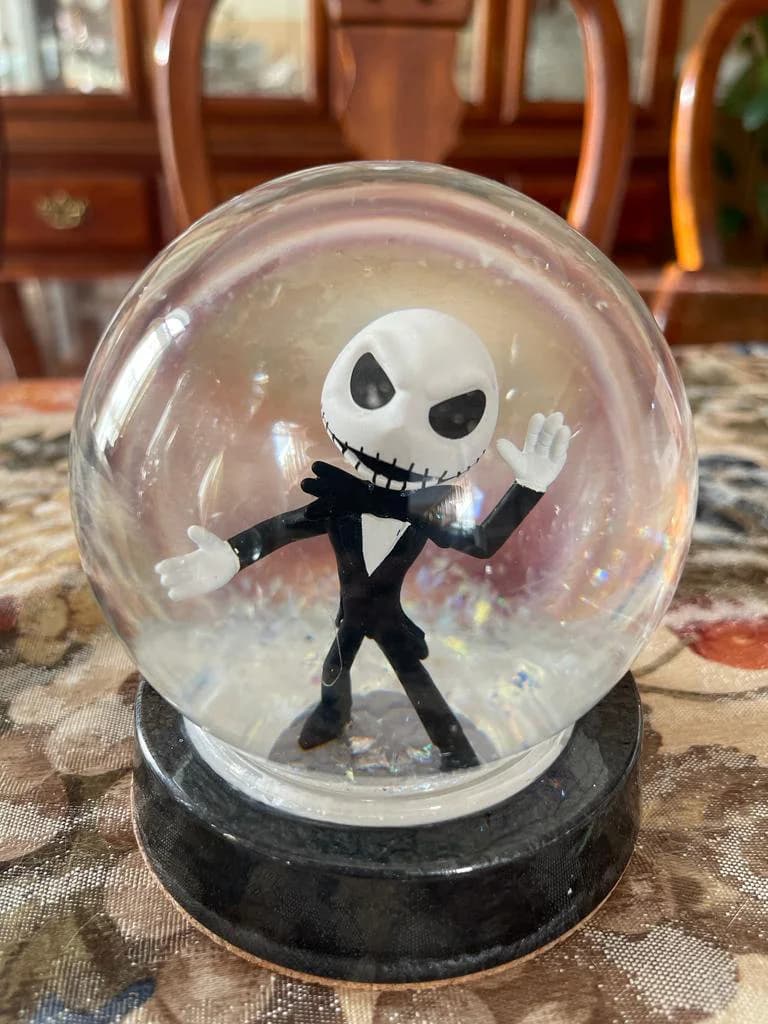 Jack Skellington Sally The Rag Doll The Nightmare Before Christmas Handmade Snow Globe Halloween Tim Burton Skeleton - image 5