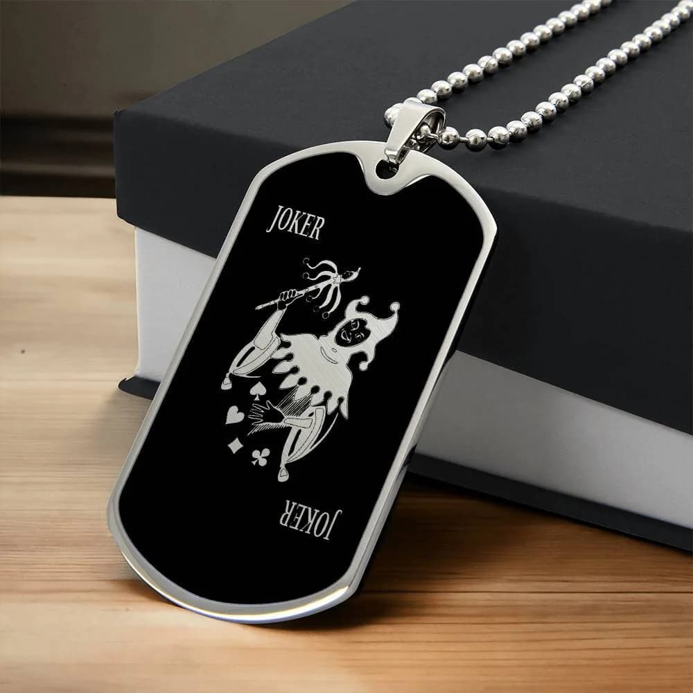 Joker Playing Card Necklace Jewelry Pendant Gift Chain Charm Engraved - image 4