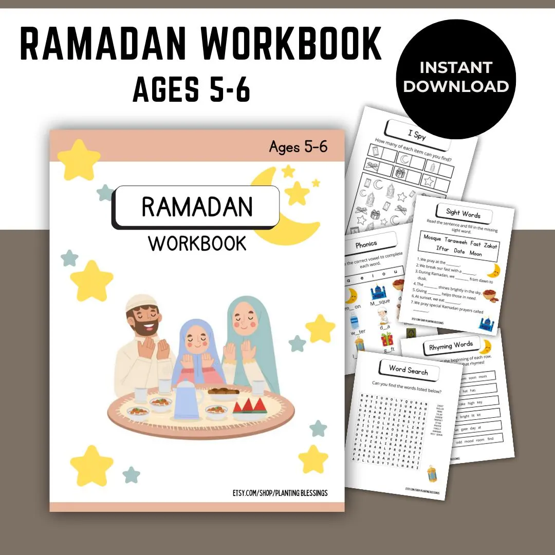 RAMADAN KIDS PRINTABLE Activity Book Ages 5-6 | Activities Eid Ramadan Islam