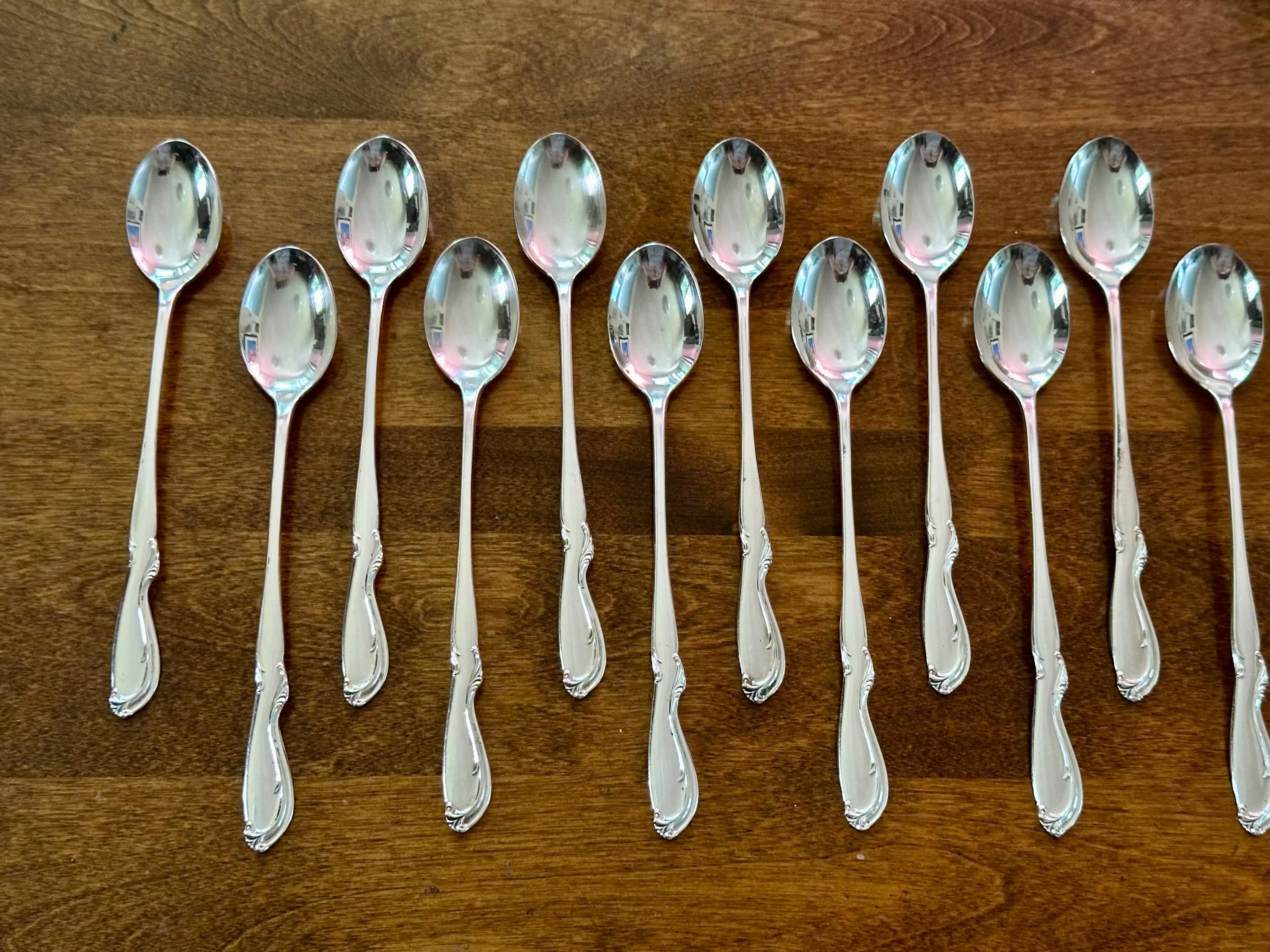 1847 Rogers Bros Adoration Silverplate Iced Tea Spoons, Art Deco Stirrers (Set of 11) - image 5