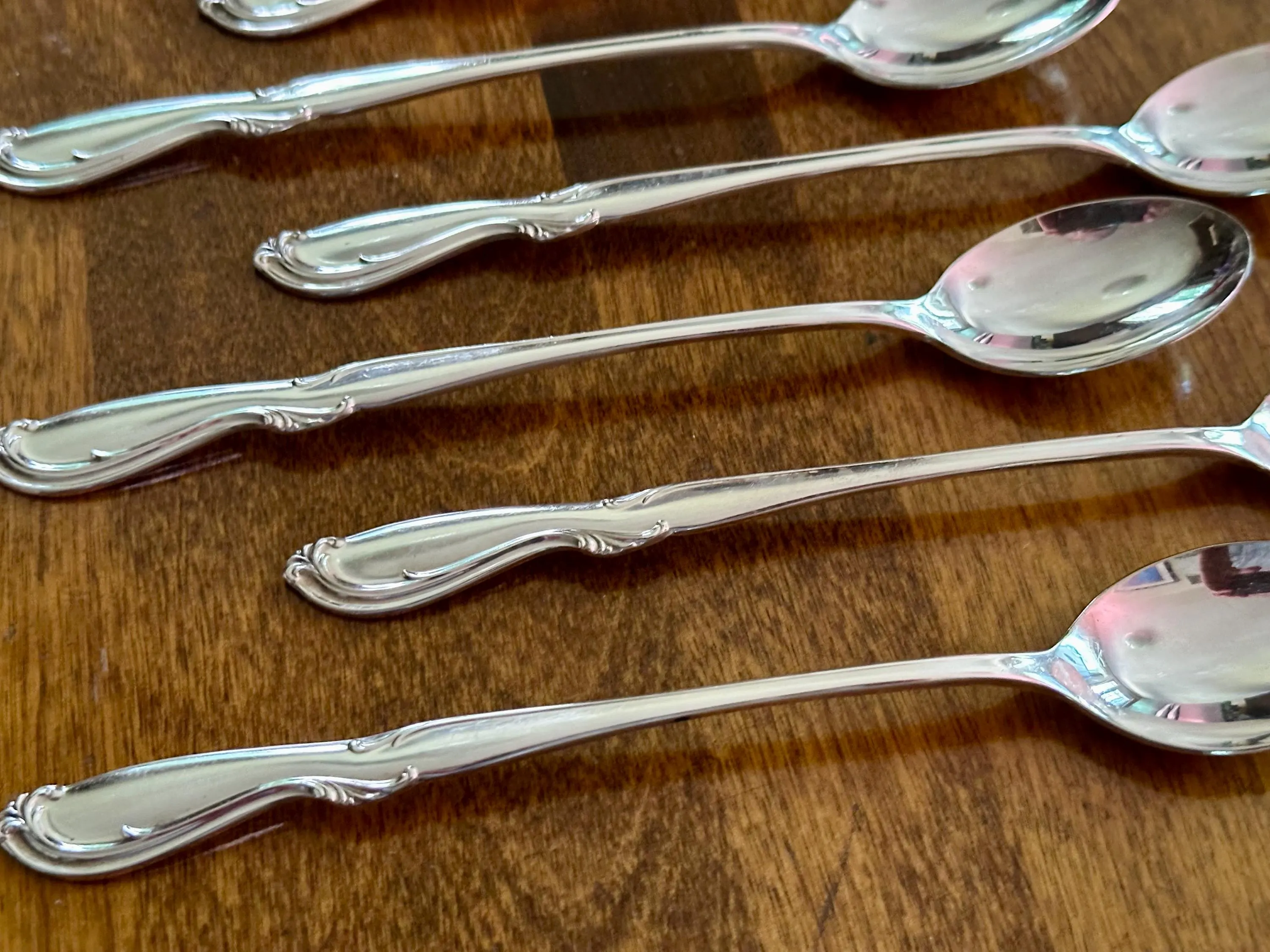 1847 Rogers Bros Adoration Silverplate Iced Tea Spoons, Art Deco Stirrers (Set of 11) - image 3