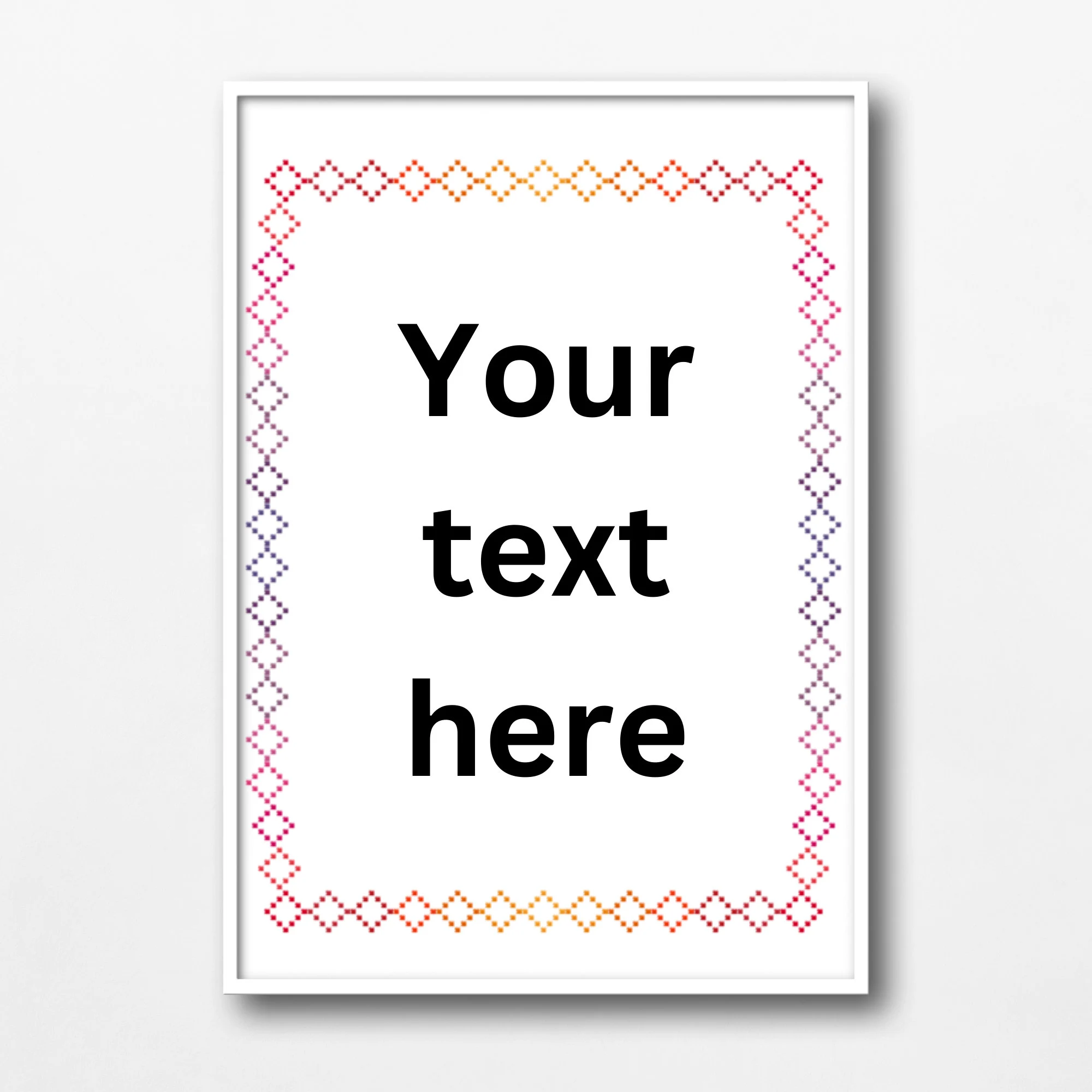 Orange Red Pink Purple Diamond Cross Stitch Border Pattern, Orange to Purple Geometric Border Cross Stitch Patterns, - image 3