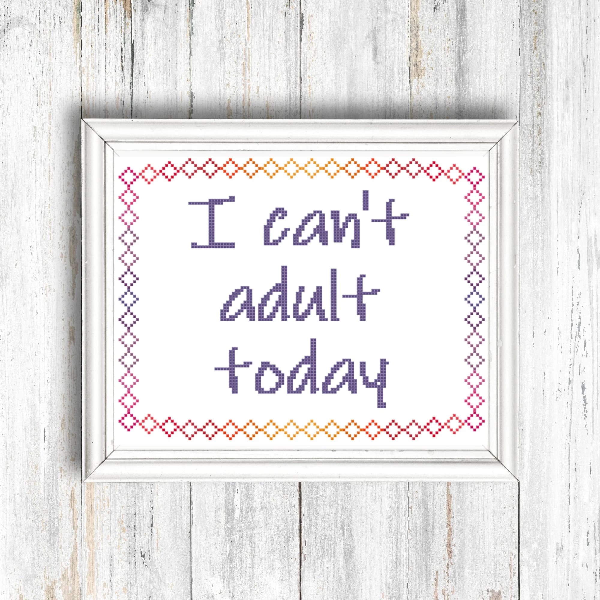 I Cant Adult Today Cross Stitch Pattern, Rainbow Cross Stitch Pattern, Sassy Cross Stitch Pattern - image 4
