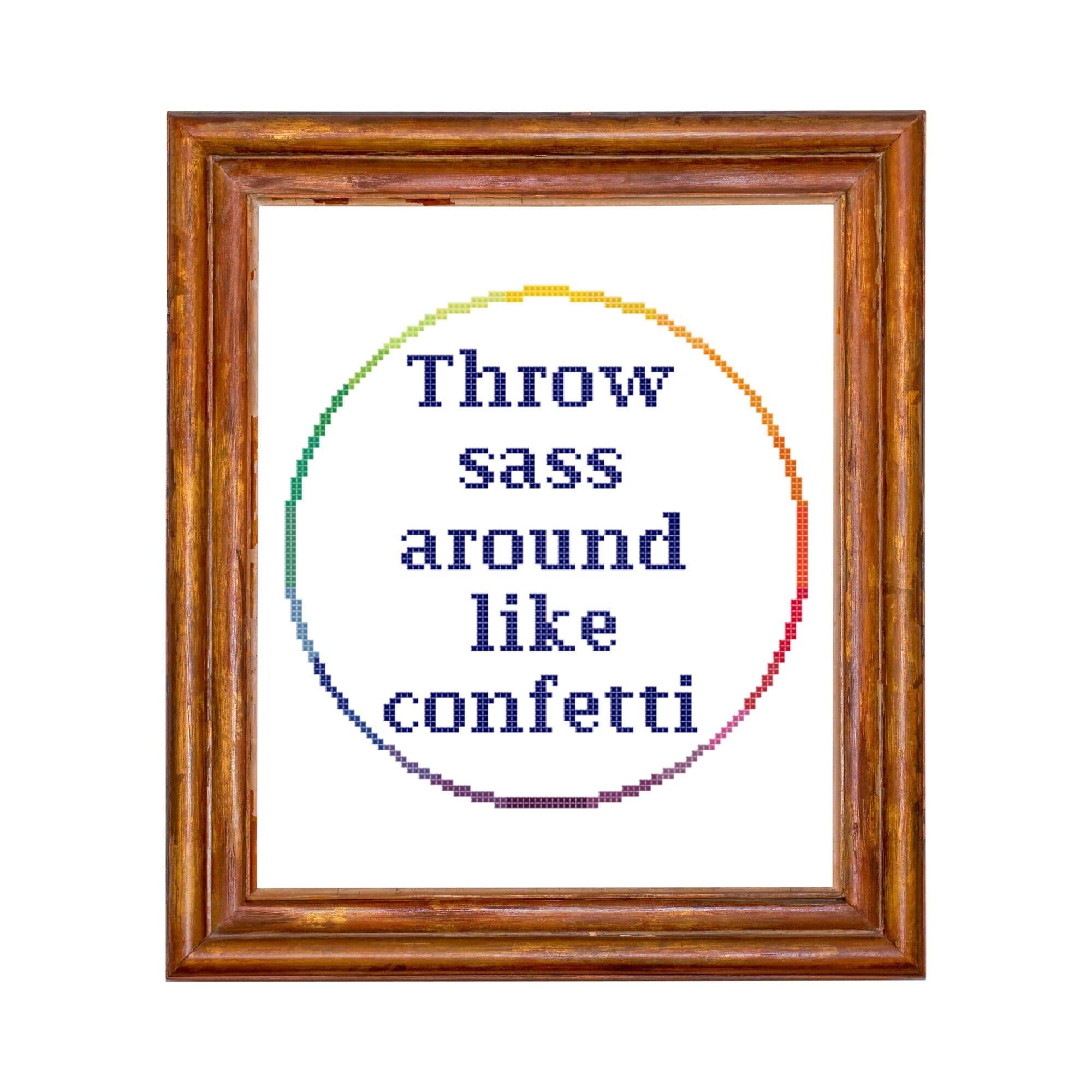 Throw Sass Around Like Confetti Cross Stitch Pattern, Sassy Cross Stitch Pattern, Rainbow Cross Stitch Pattern - image 3