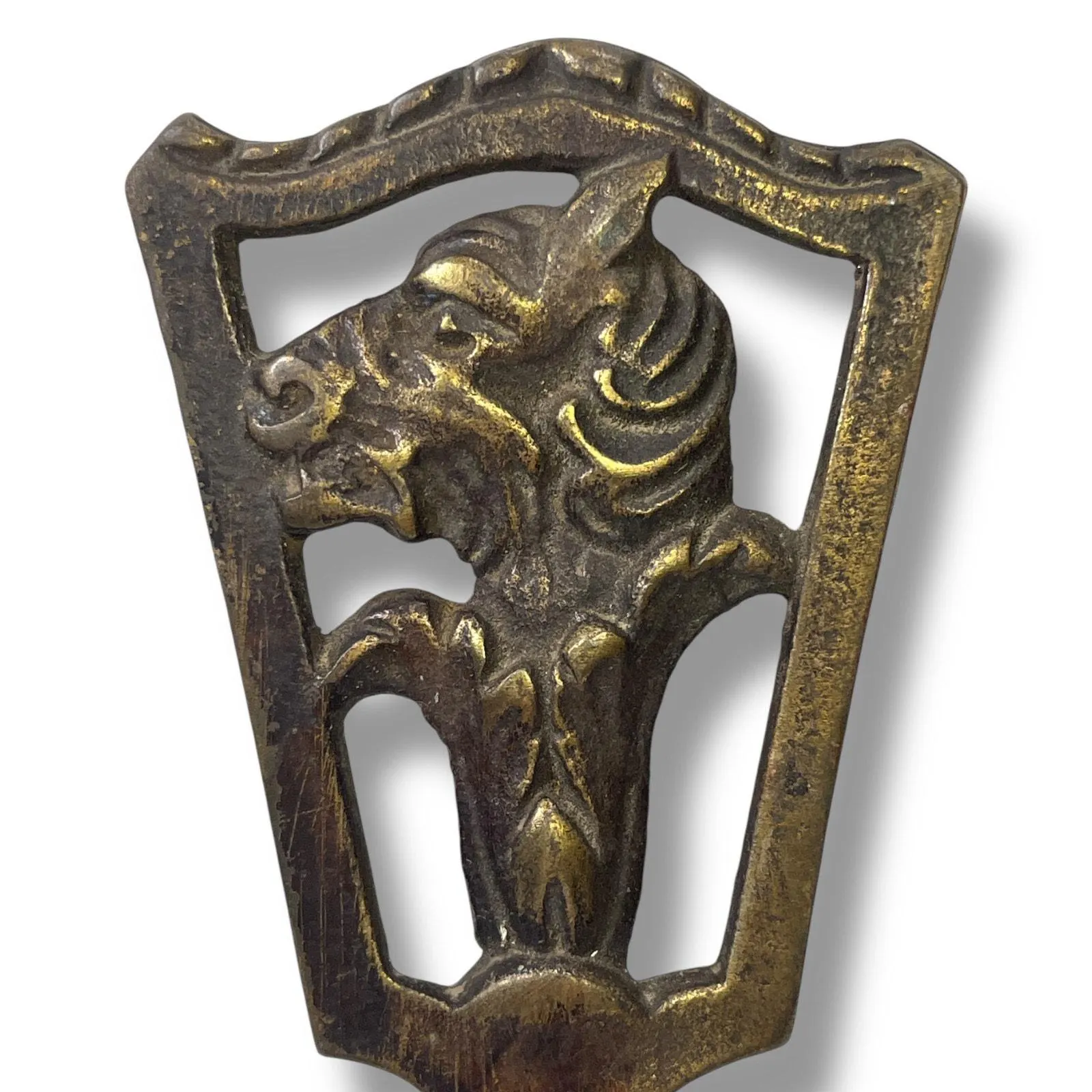 Vintage Solid Brass Horse Head Lamp Finial Equestrian Art Deco Decor - image 5