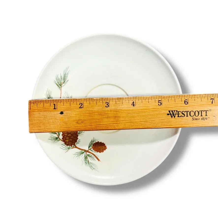 3 Vintage Melamine Pine Cone Saucers Winter Dinnerware Mid Century Modern - image 5