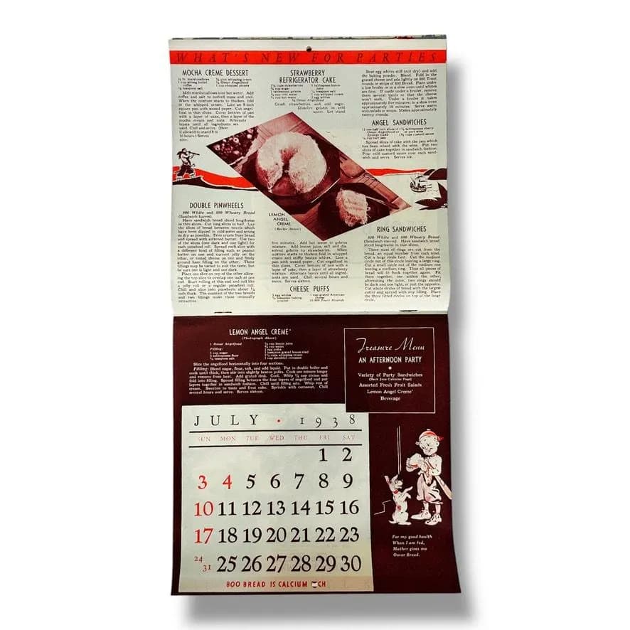 12 Months of Food Treasures Omar 800 Bread Advertising Calendar Recipes Pirates - image 5