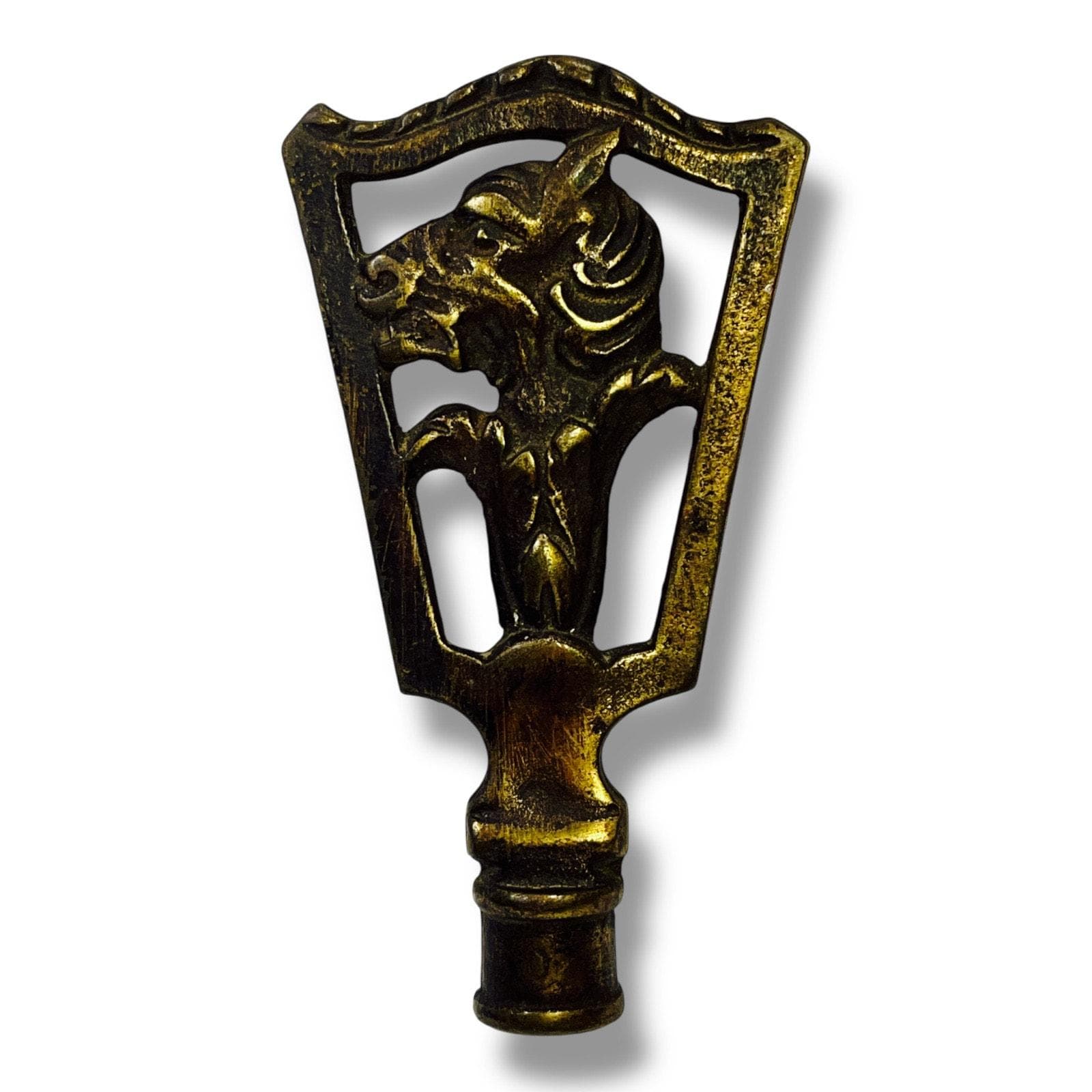Vintage Solid Brass Horse Head Lamp Finial Equestrian Art Deco Decor - image 4