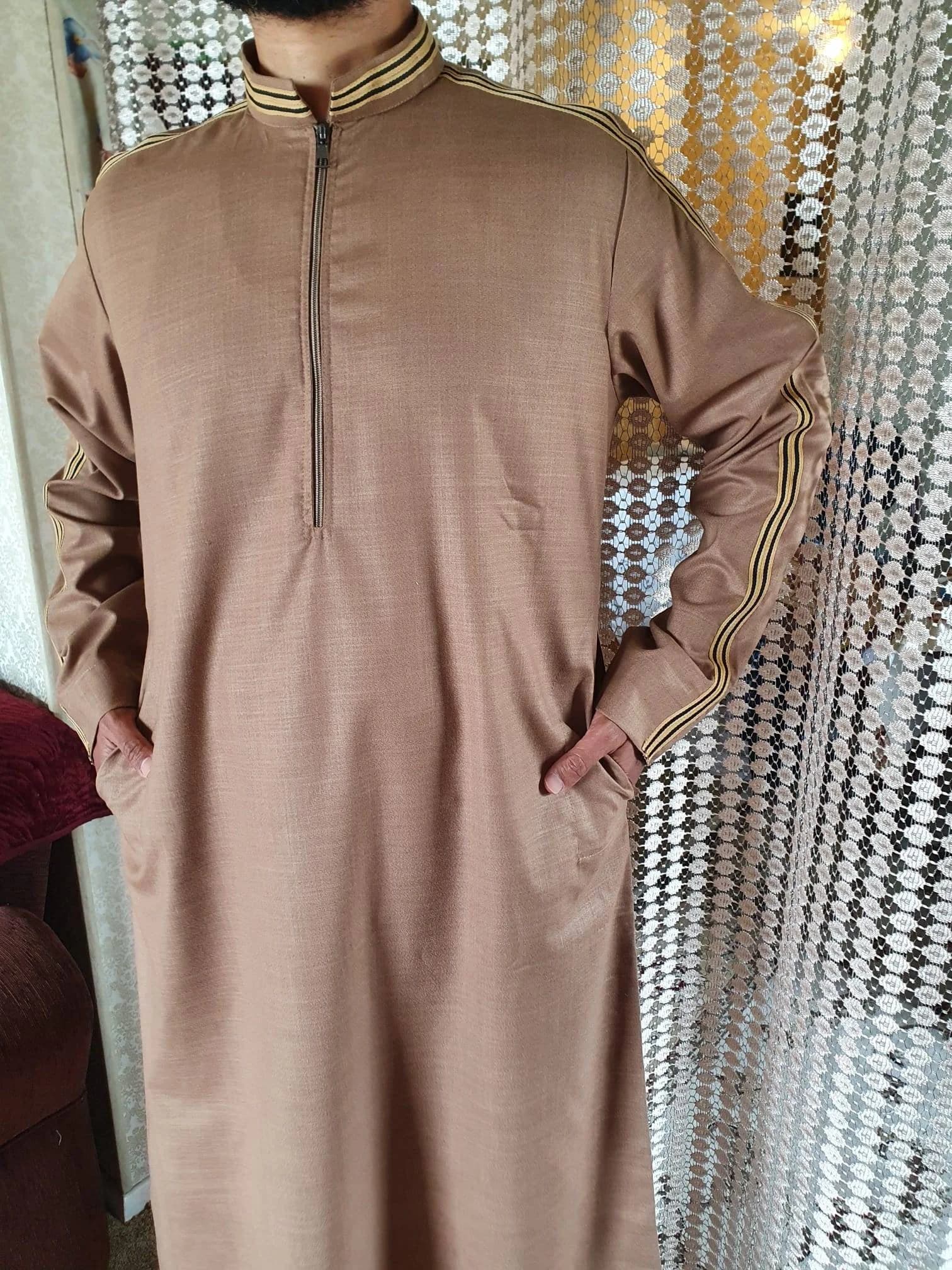 Thobes, Thobe, hooded Designer thobe, Arabic dress, Islamic clothing, hoodie thobes, Middle East, Men Wear, Jubbah, kaftan, Men thobes - image 5