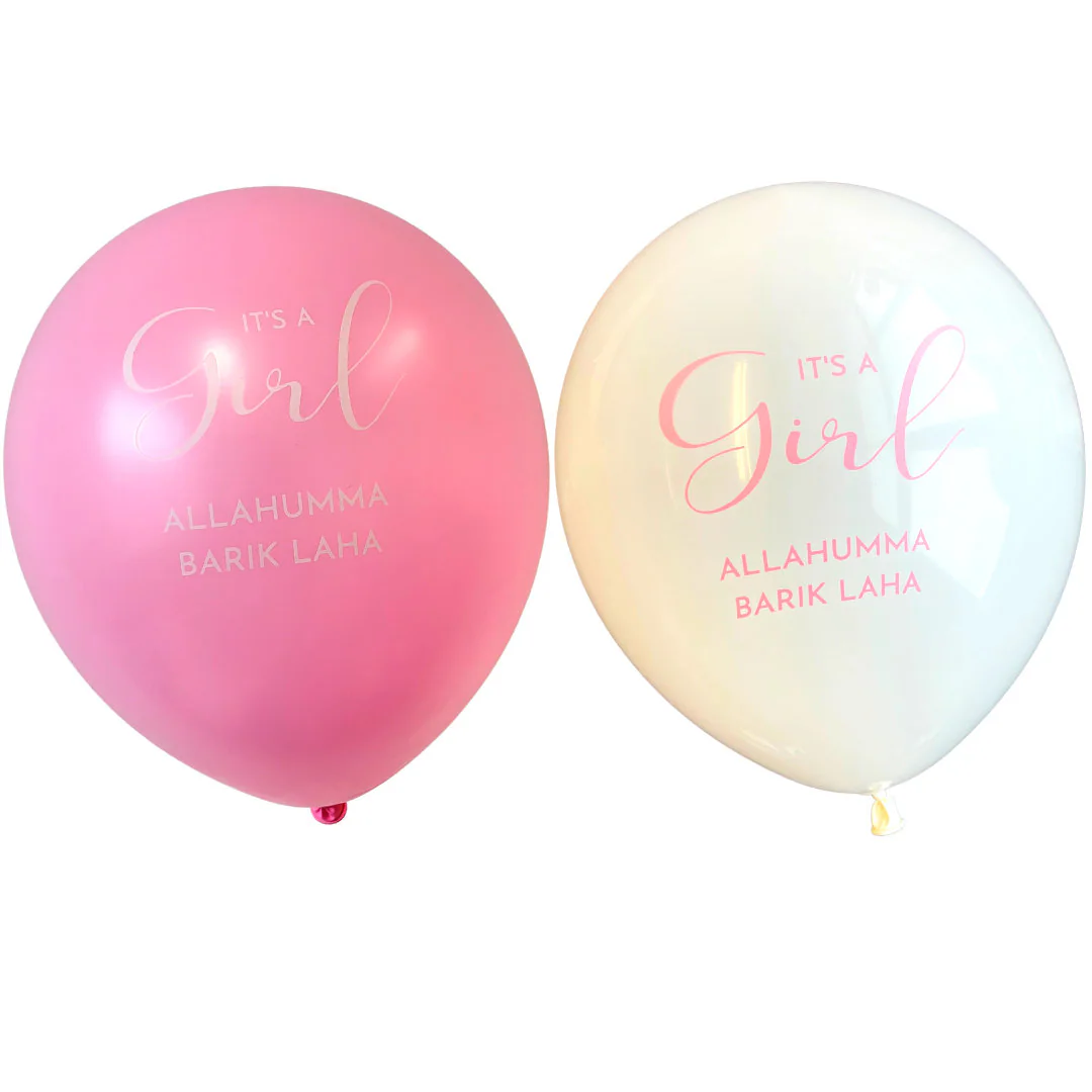Baby Girl Party Balloons 10pk - New Baby Decor New Muslim Baby Shower Gift for Aqeeqah Decor New Baby Aqiqah Decor Balloons Set Aqeeqah Gift