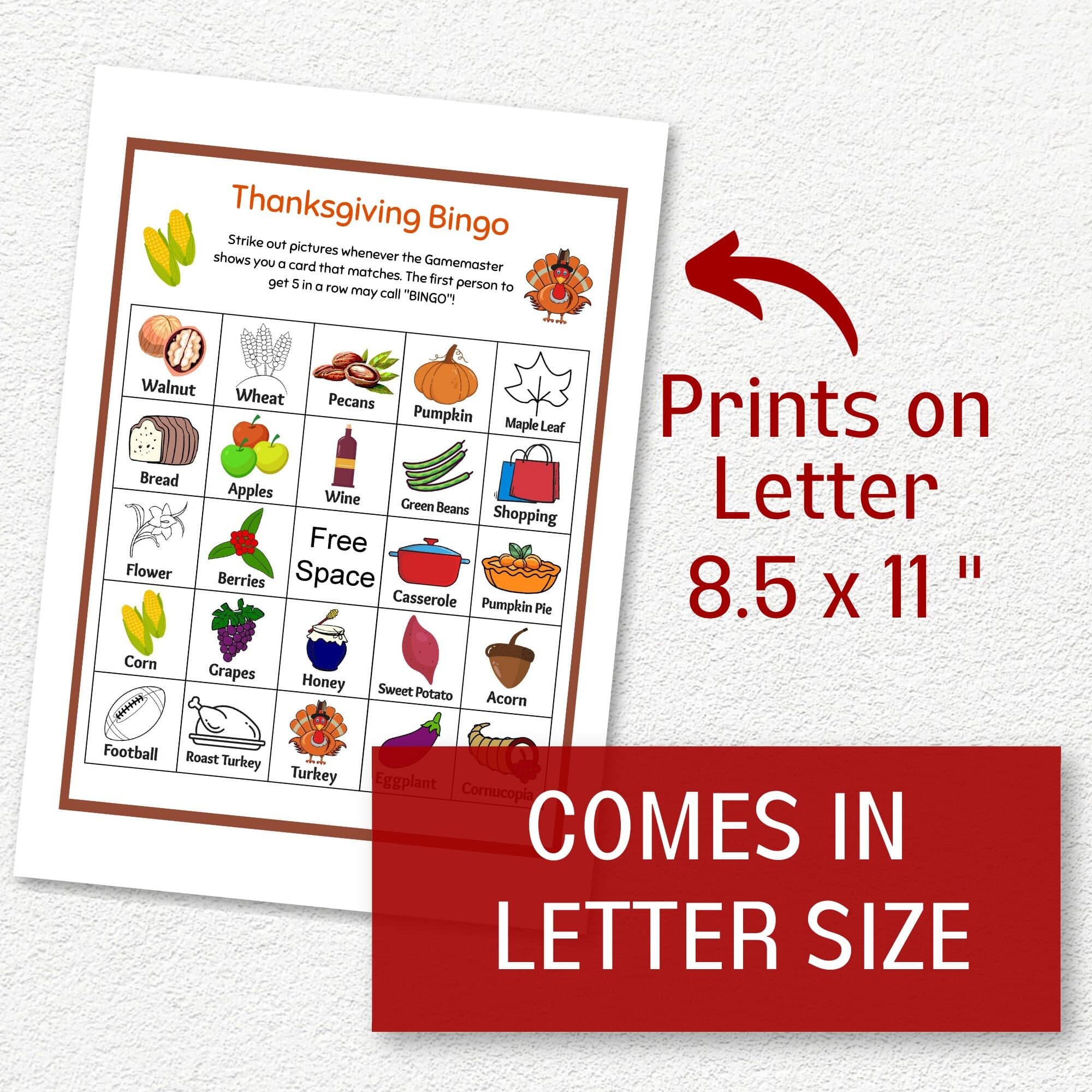 Thanksgiving Bingo Cards Printable, 50 Bingo Cards PDF, Fall Thanksgiving Games For Kids and Family - image 5