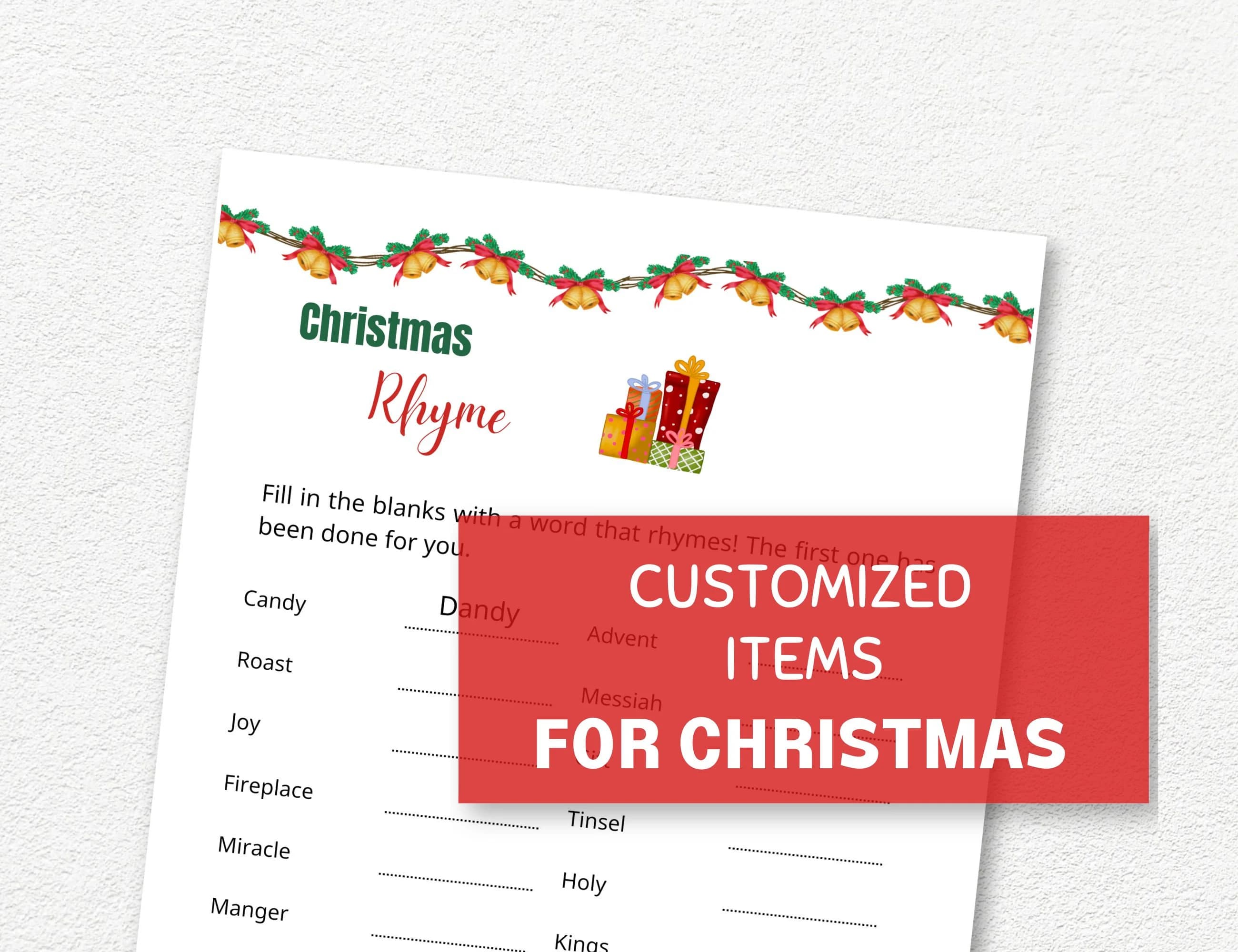 Christmas Rhyme Game Printable, Christmas Party Games for Adults, Christmas Icebreaker - image 4