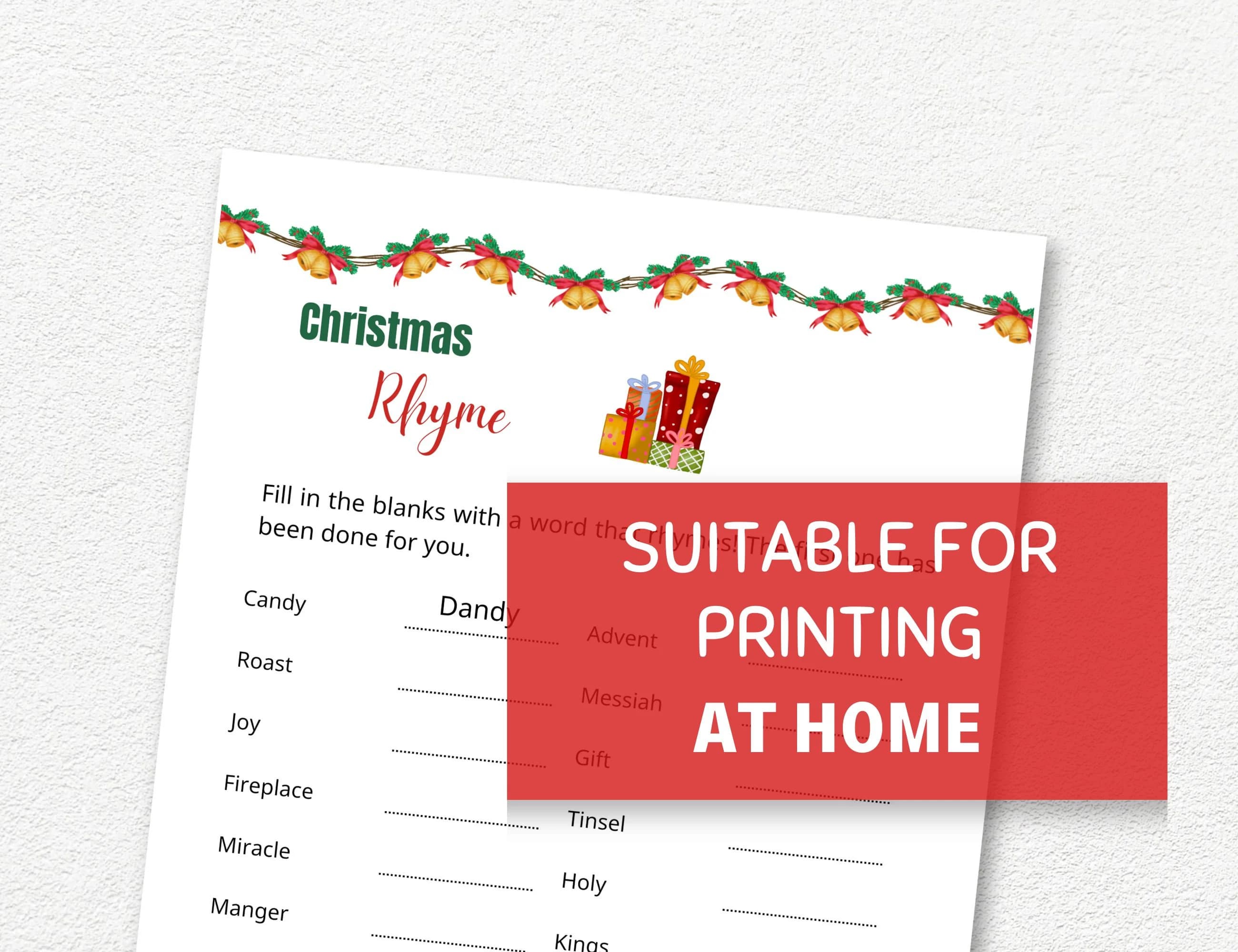 Christmas Rhyme Game Printable, Christmas Party Games for Adults, Christmas Icebreaker - image 5