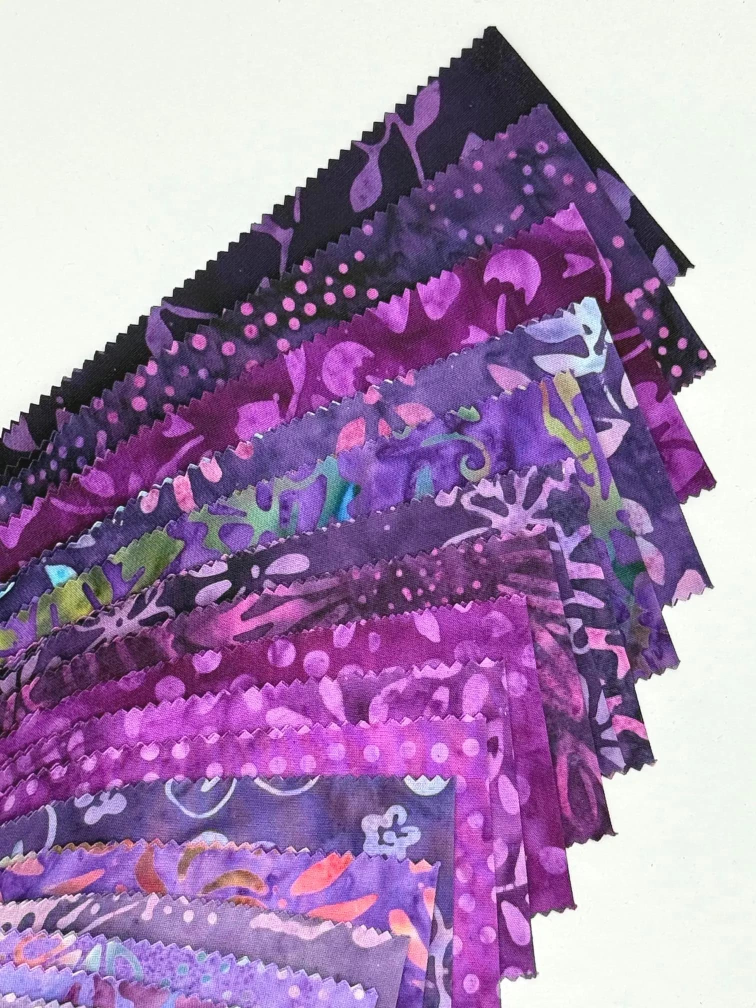 Java Batiks PURPLE V3 Cotton Batik Fabric 2.5 Inch Strip Jelly Roll -PUR3 - image 3