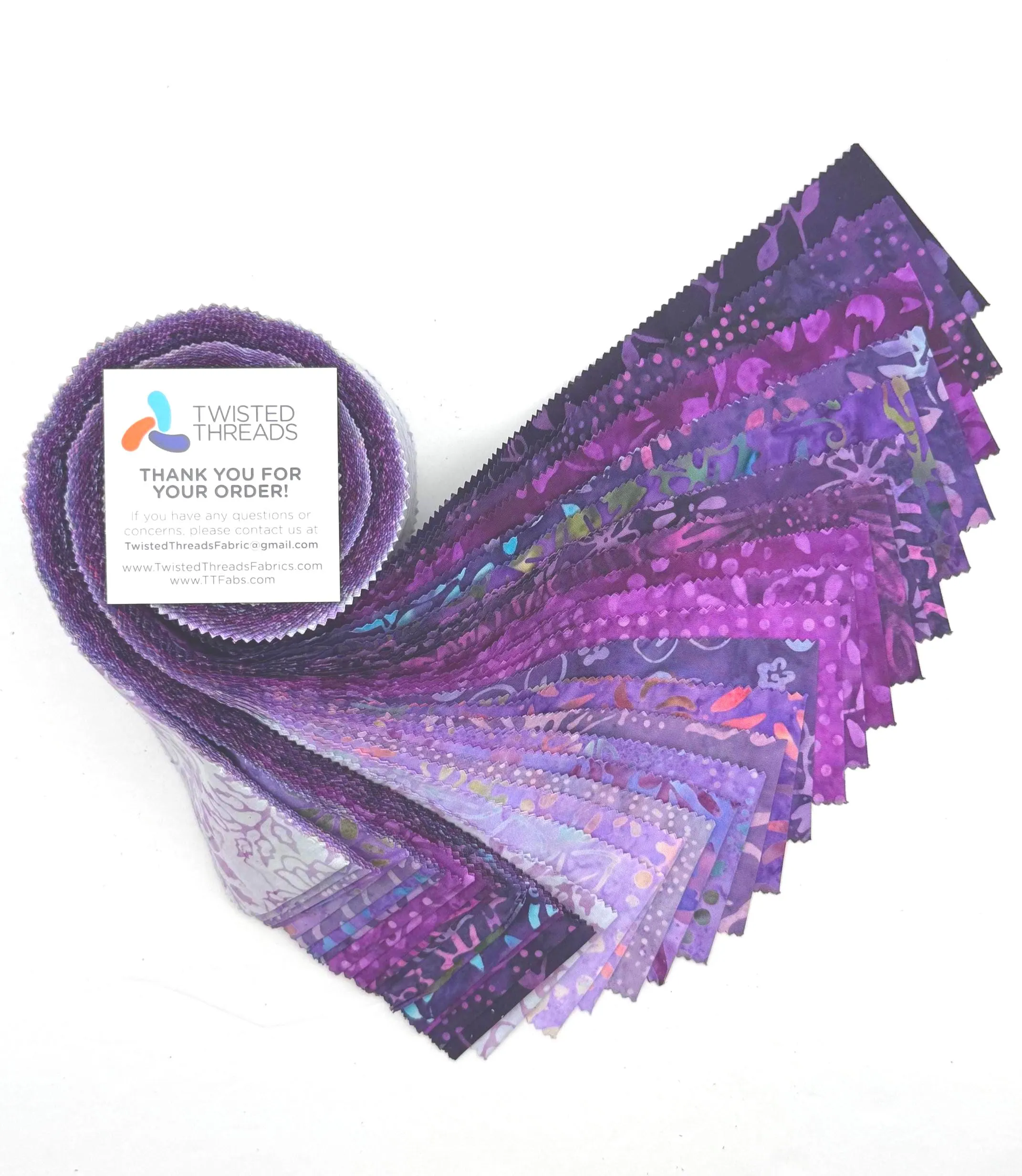 Java Batiks PURPLE V3 Cotton Batik Fabric 2.5 Inch Strip Jelly Roll -PUR3 - image 2