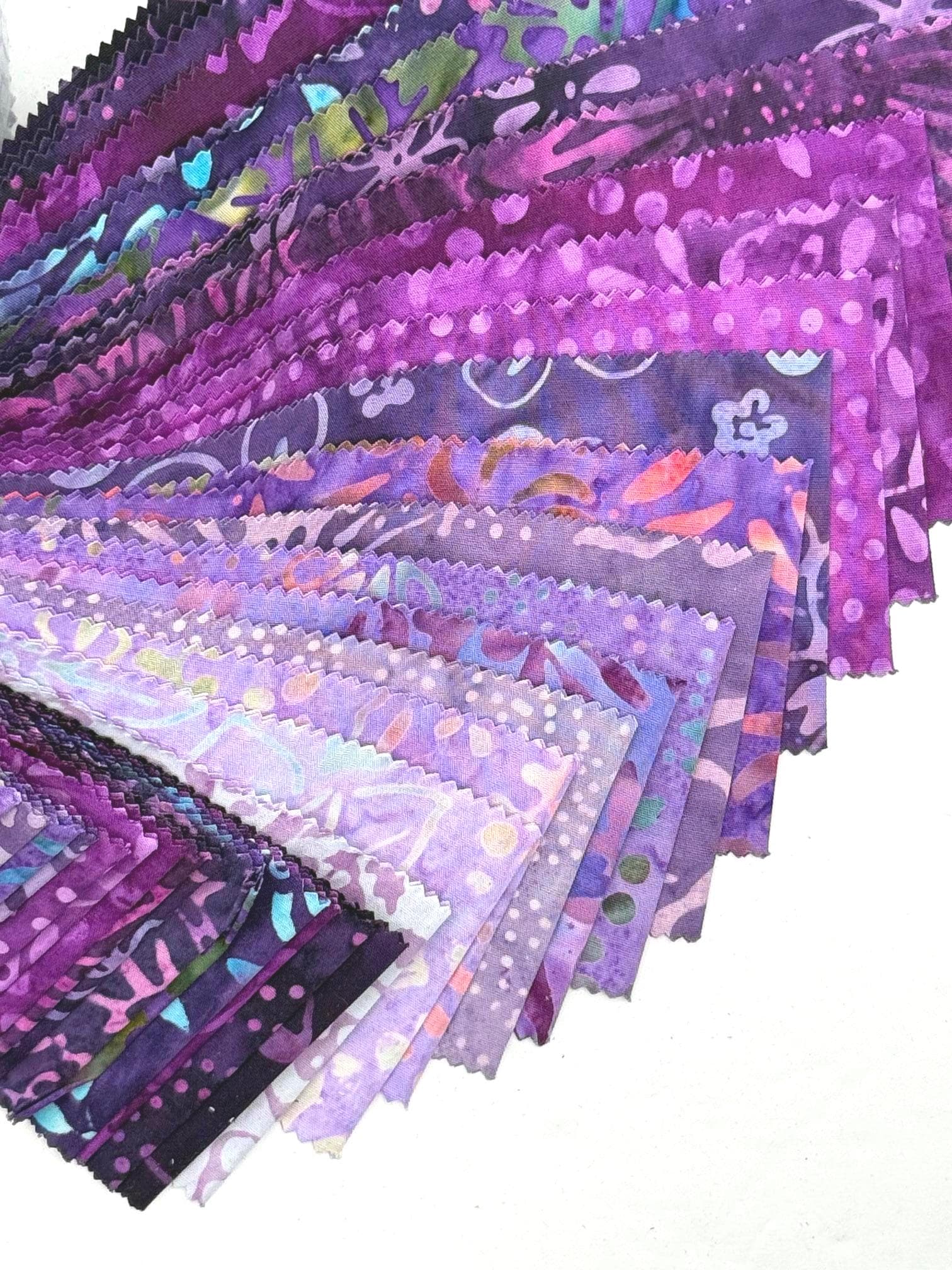Java Batiks PURPLE V3 Cotton Batik Fabric 2.5 Inch Strip Jelly Roll -PUR3 - image 4