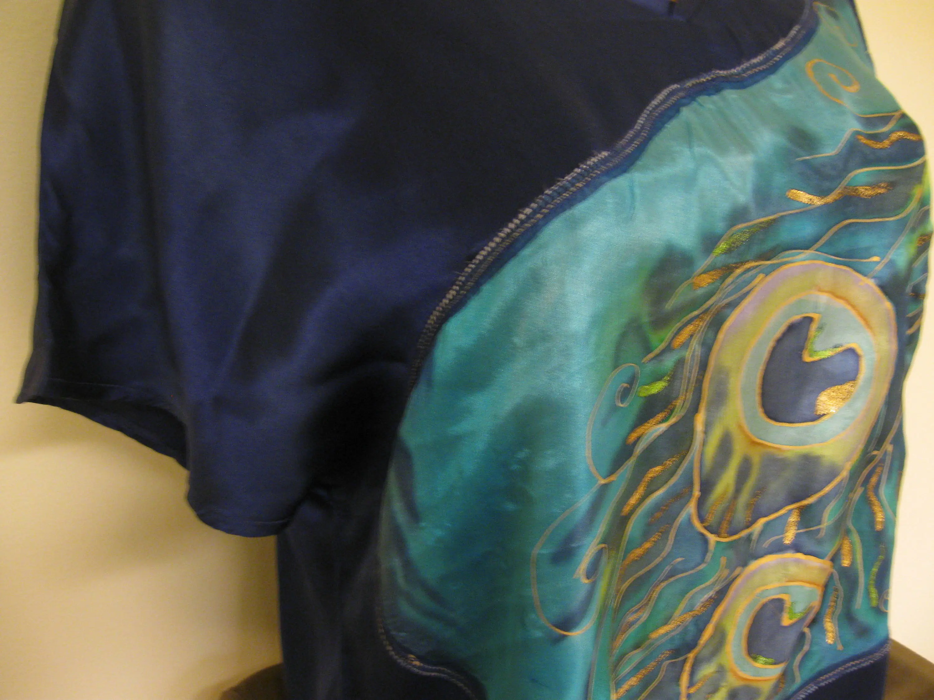 Handmade Silk Batik Blouse. Kazakh. Kazakhstan Designer. Unique. Size M/46 - image 5