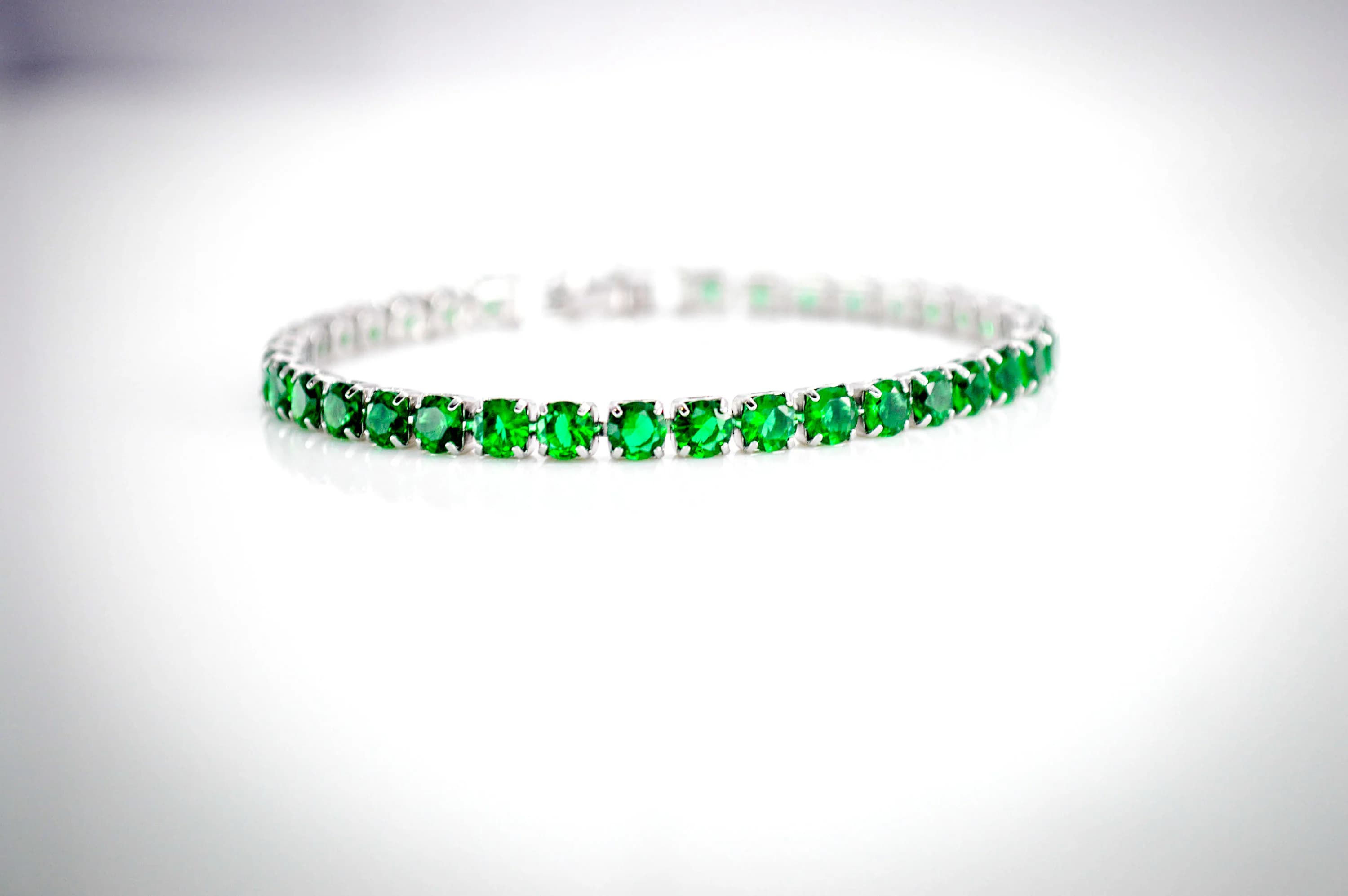Emerald Tennis Bracelet • CZ Tennis Bracelet • Silver Tennis Bracelet • Emerald Bracelet · Gift For Her · Turquoise Tennis Dainty Bracelet