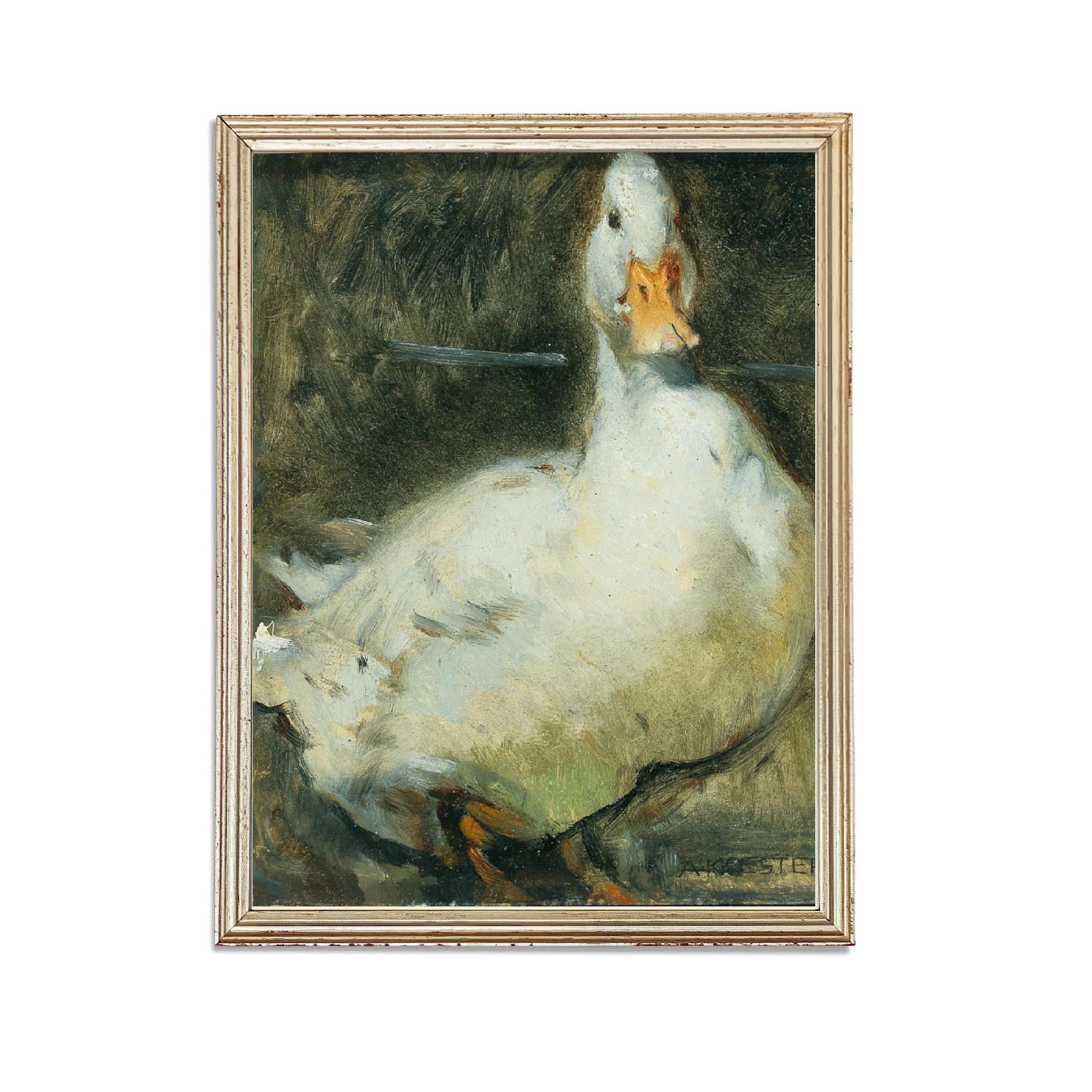 Vintage Barnyard Animal | Bird Duck Cute Painting | Antique Countryside Animal Portrait Painting | 19th Century Art Print | PRINTABLE art