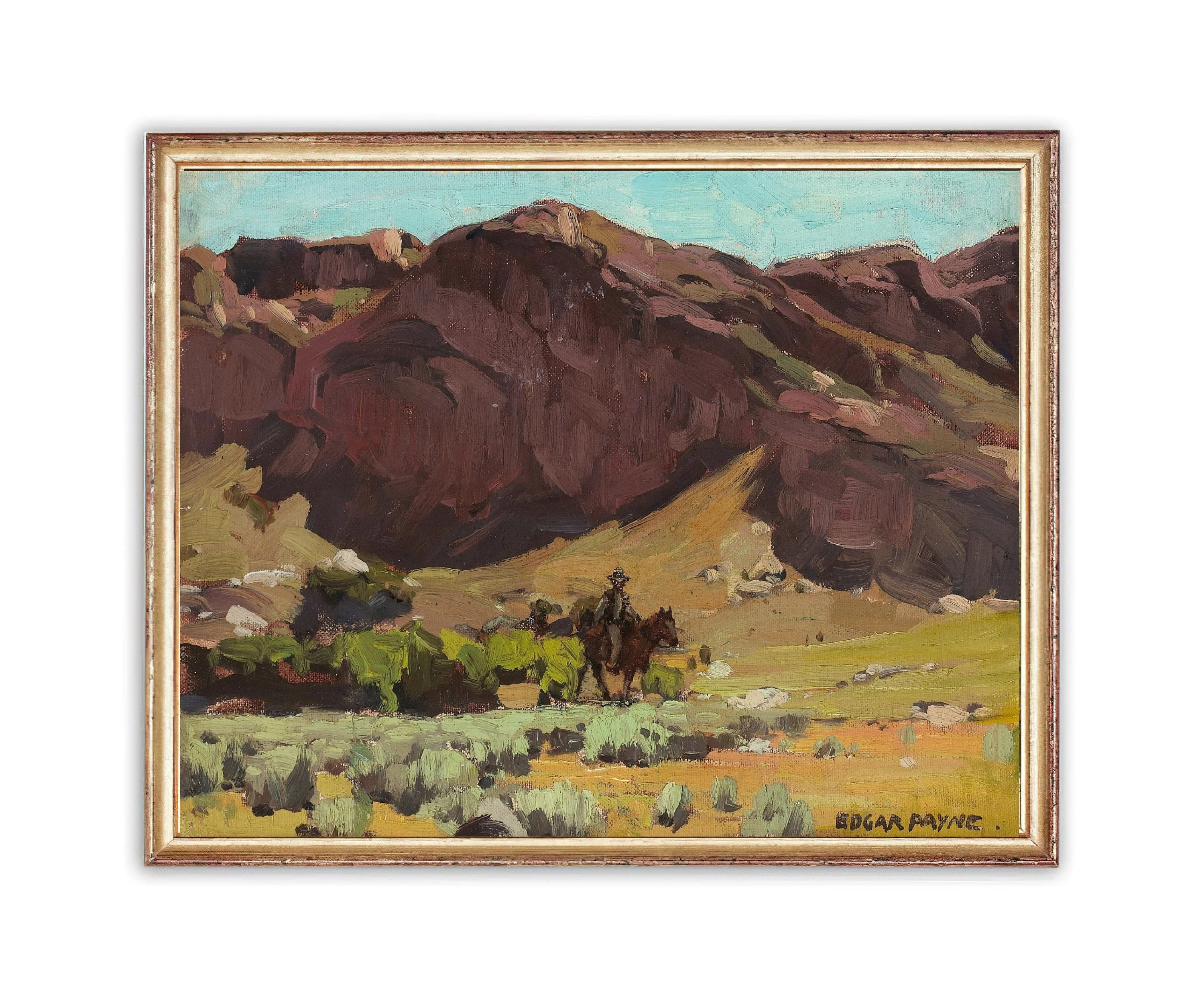 Vintage Western Cowboys Painting | Antique Mountain Hills Artwork | Classic Horse Riders Poster | 19th Century Art Print | PRINTABLE art