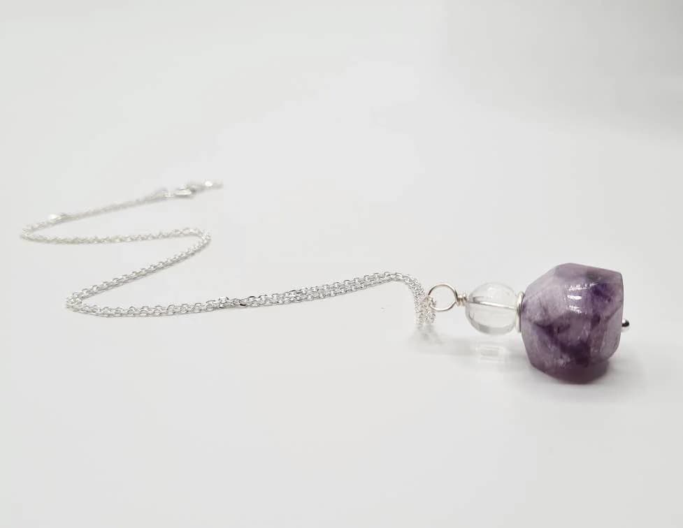 All of Me - Sterling Silver Amethyst Necklace with Clear Quartz - image 4