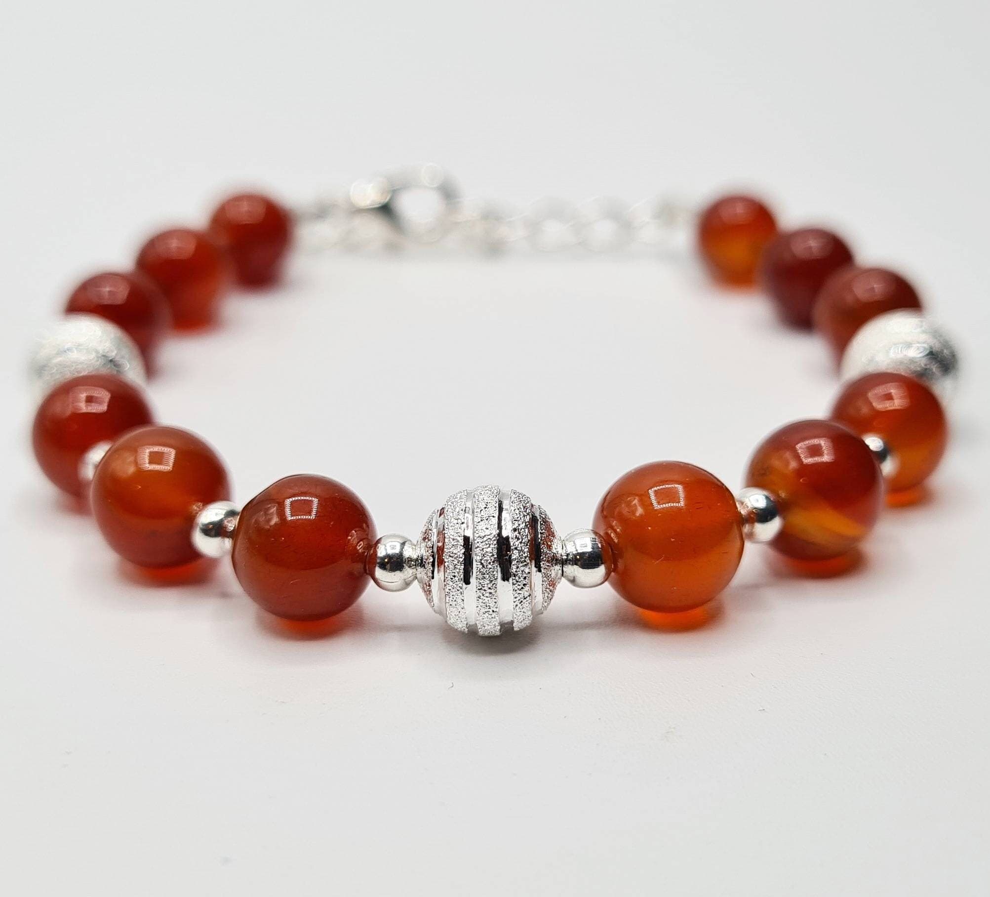 Agate Bracelet Set of 2: Multicolour & Orange Natural Gemstone Beaded Bracelets - image 4