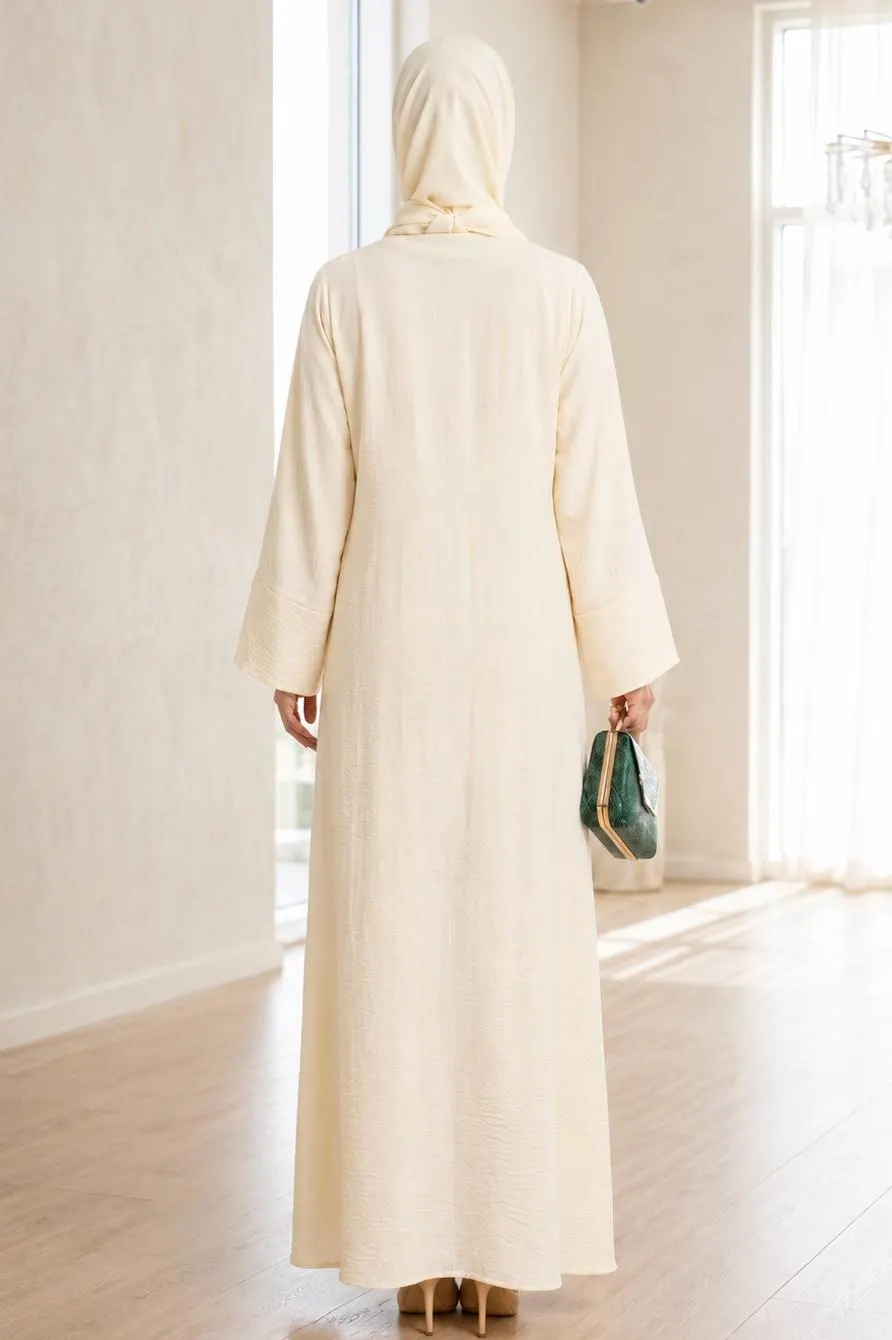 Luxury Beige 2 Piece Abaya Set, Modest Maxi Dress, Open Kimono Abaya - image 5