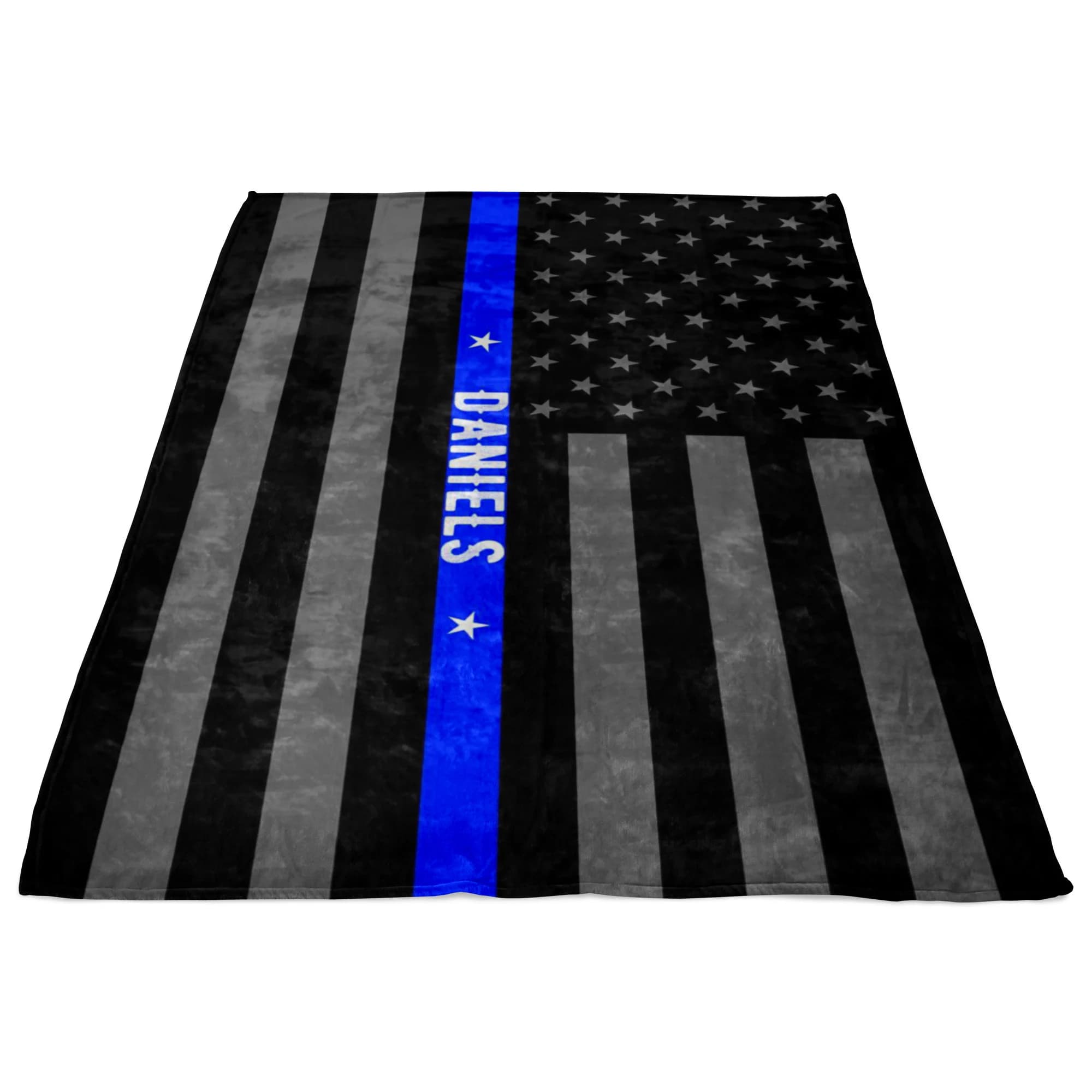 Personalized | Thin Blue Line | American Flag | Fleece Blanket | Police Officer Gifts | Police Wife | Law Enforcement | Blue Lives Matter - image 4