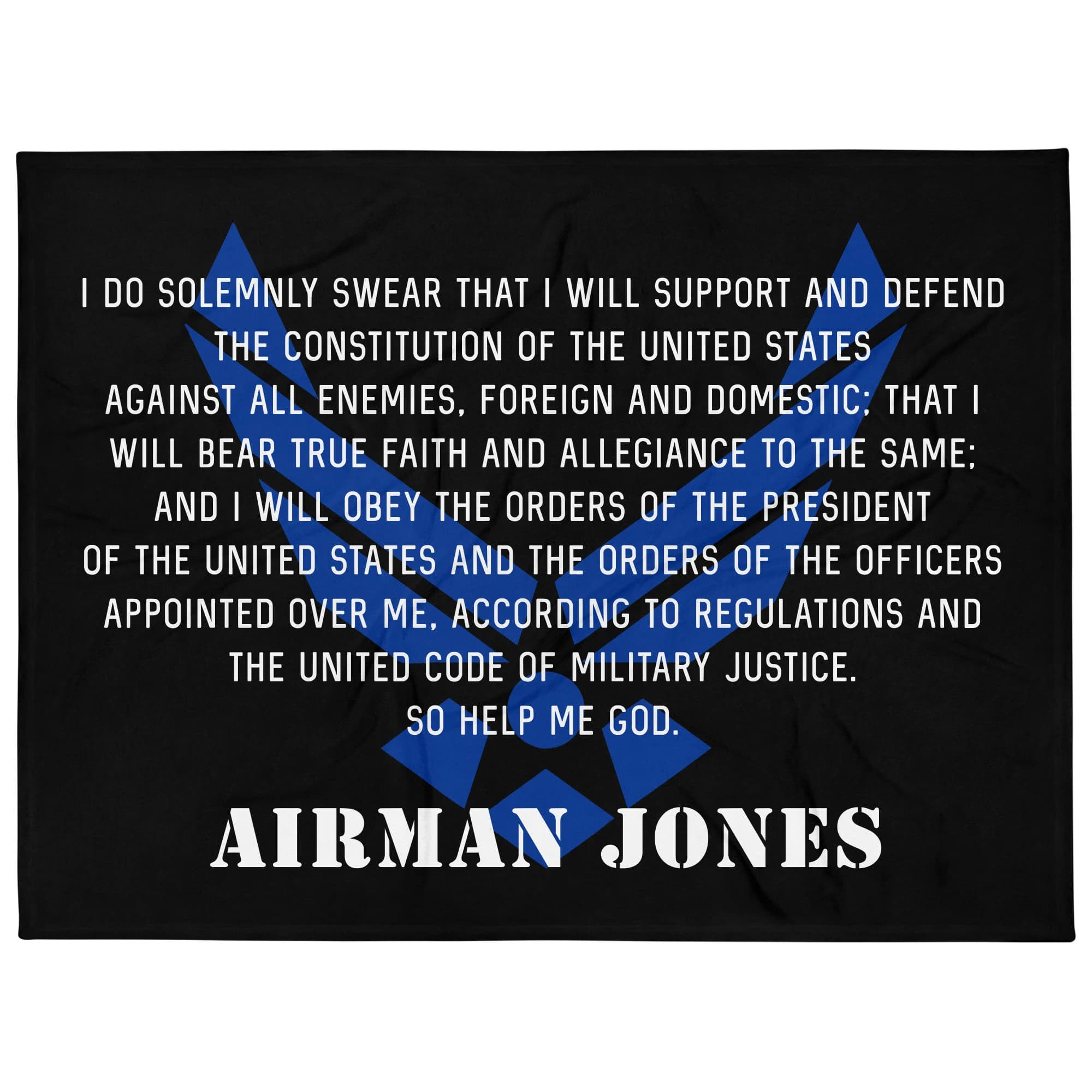Personalized United States Air Force Oath of Enlistment Fleece Blanket Gift US Military Graduation Retirement Military Veteran Wife